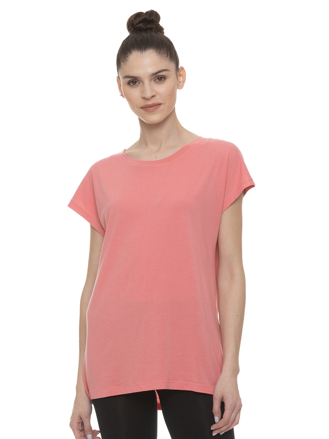 

UNMADE Women Pink Extended Sleeves Loose T-shirt