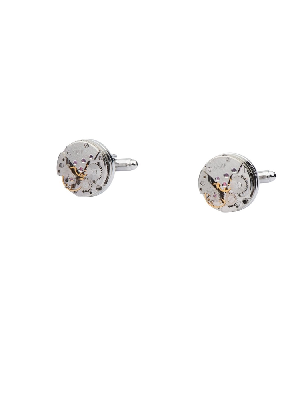 

The Tie Hub Men Silver-Toned & Gold-Toned Quirky Cufflink