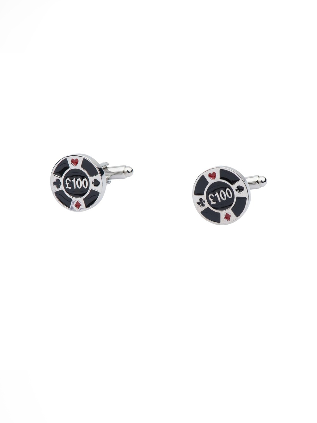 

The Tie Hub Men Silver-Toned & Black Quirky Cufflink