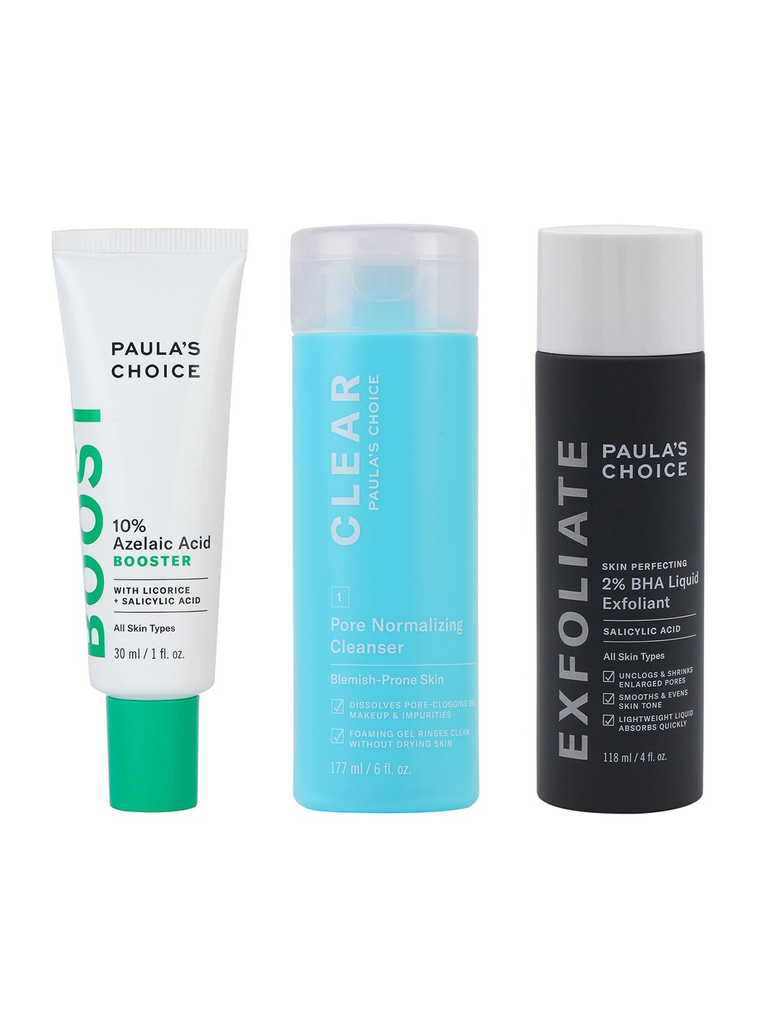 

Paulas Choice Set of Face Wash 177ml & Exfoliant Liquid 118ml with Booster Gel 30ml, Blue