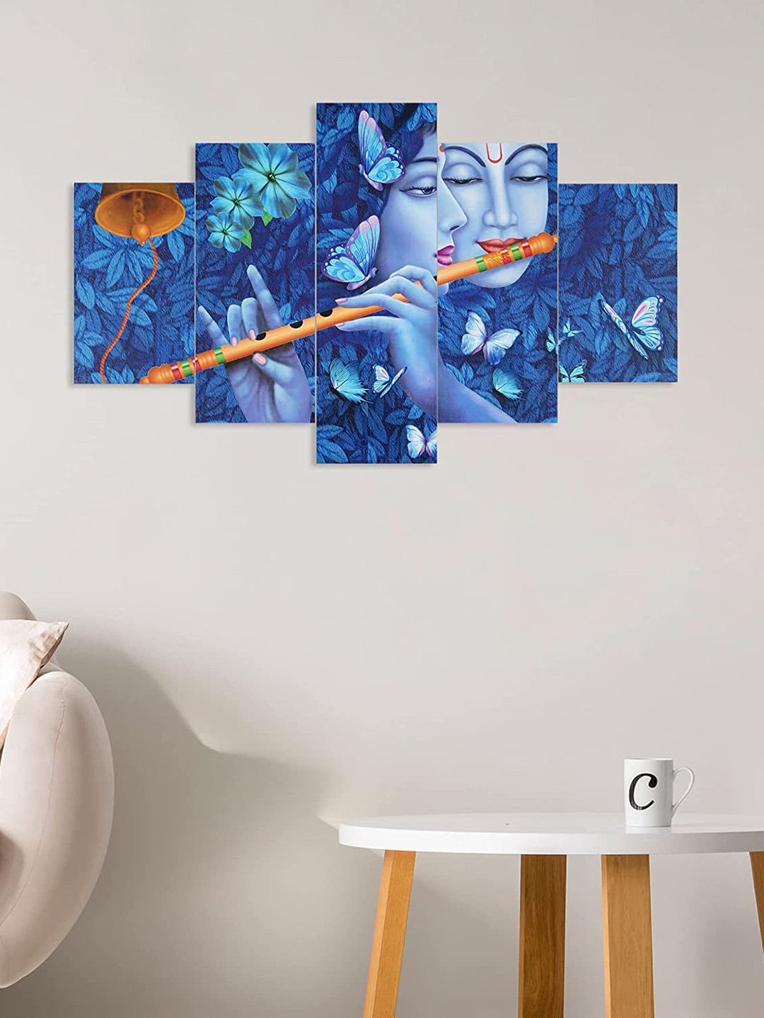 

Perpetual Set Of 5 Radha Krishna Wall Art, Blue