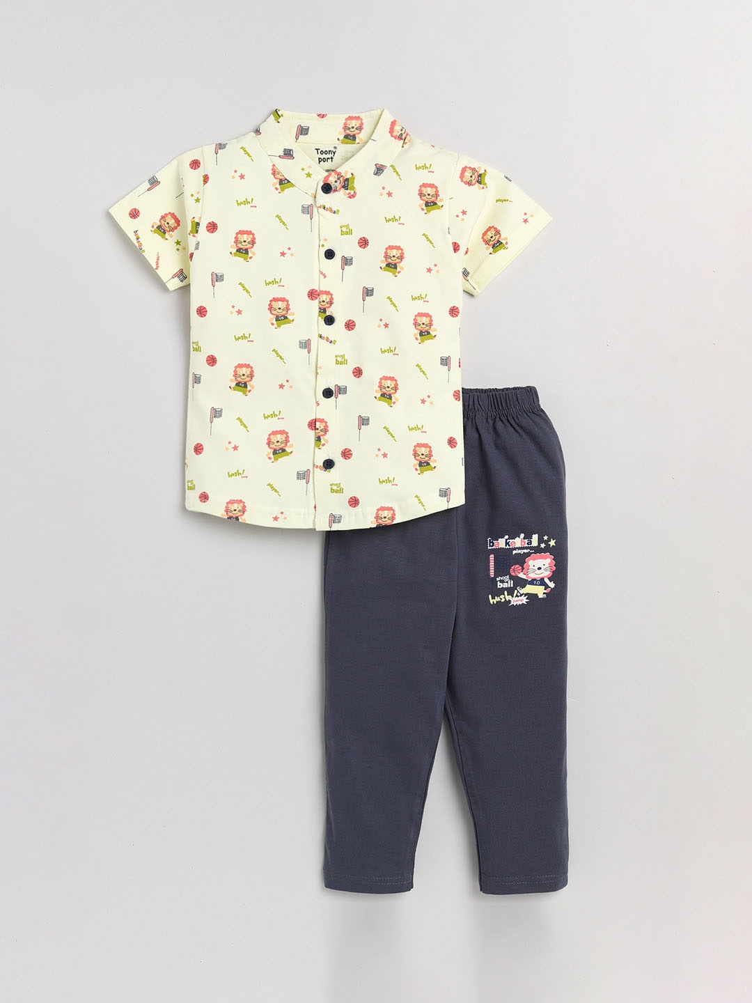 

Toonyport Kids Yellow & Black Printed Pure cotton Night suit TP-AW22-F2SH852-BSKTBL