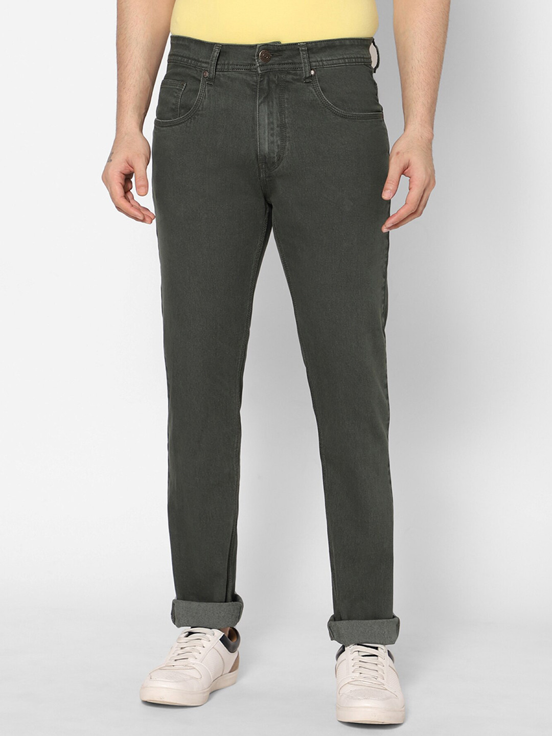 

HJ HASASI Men Olive Green Slim Fit Stretchable Jeans