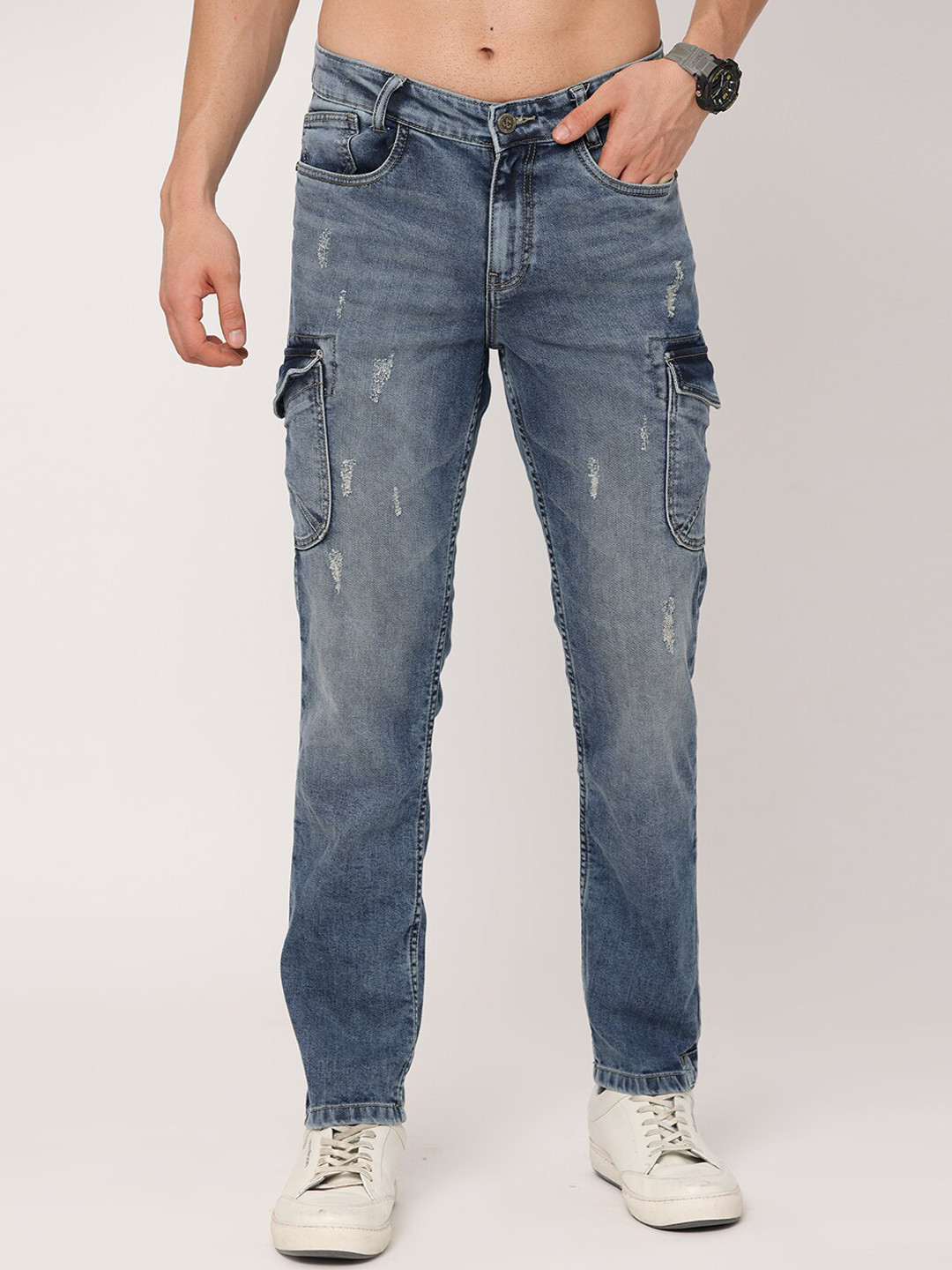 

Jean Cafe Men Blue Jean Slim Fit Mildly Distressed Heavy Fade Jeans