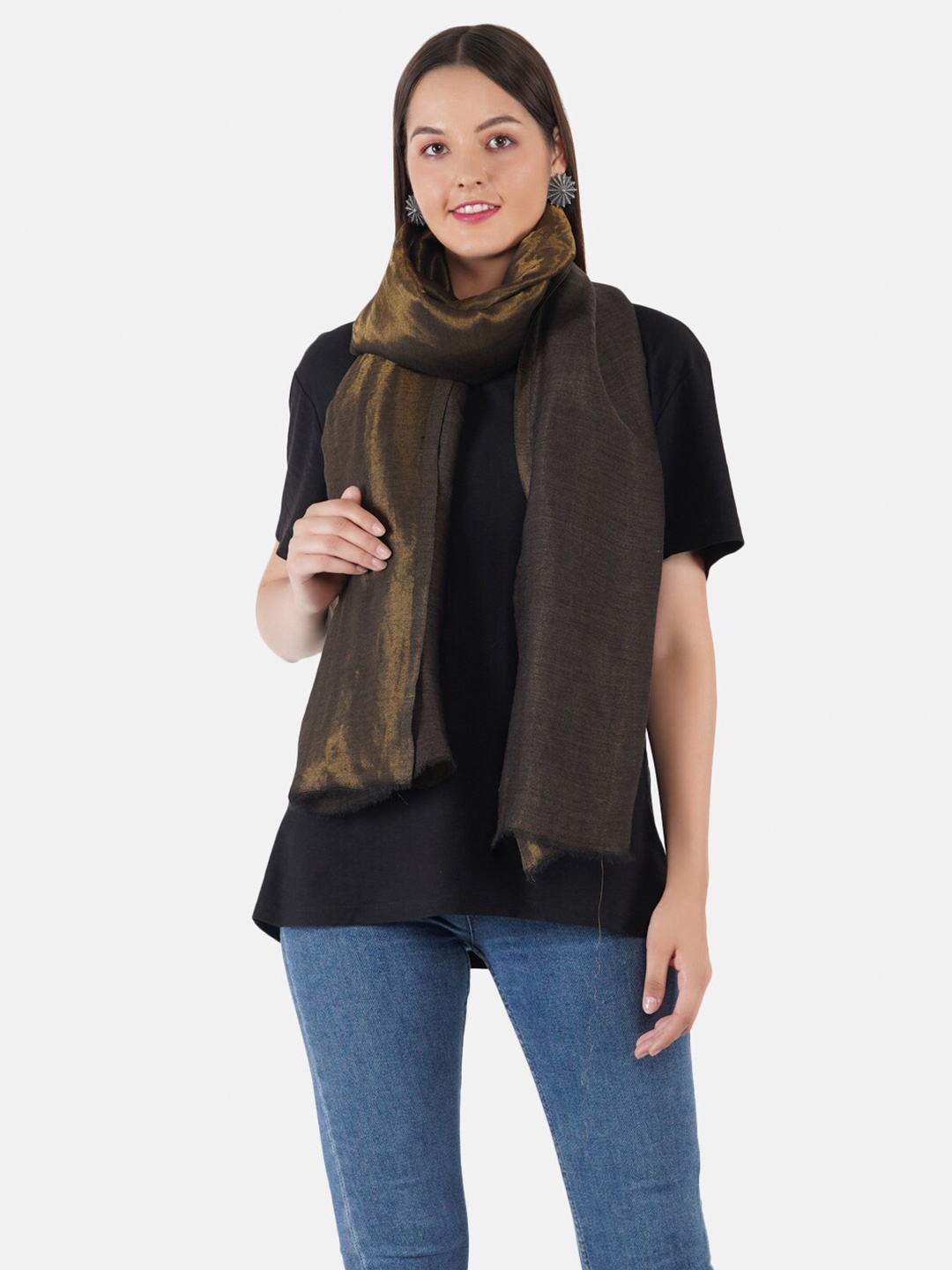 

MUFFLY Women Solid Wool Stole, Brown