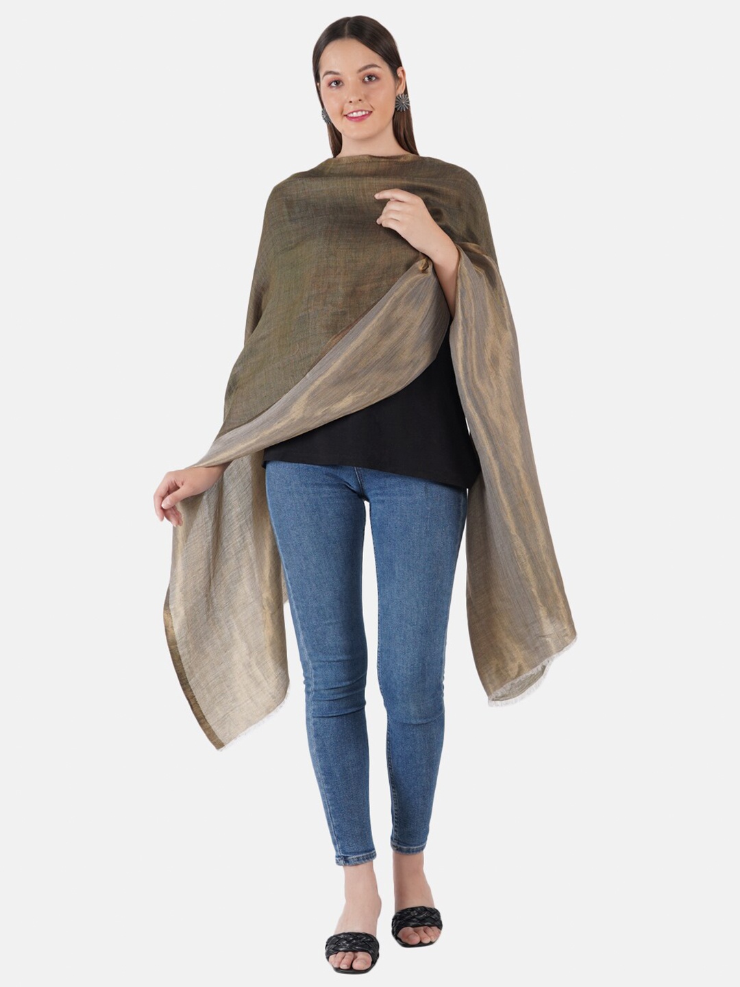 

MUFFLY Women Solid Wool Stole, Olive