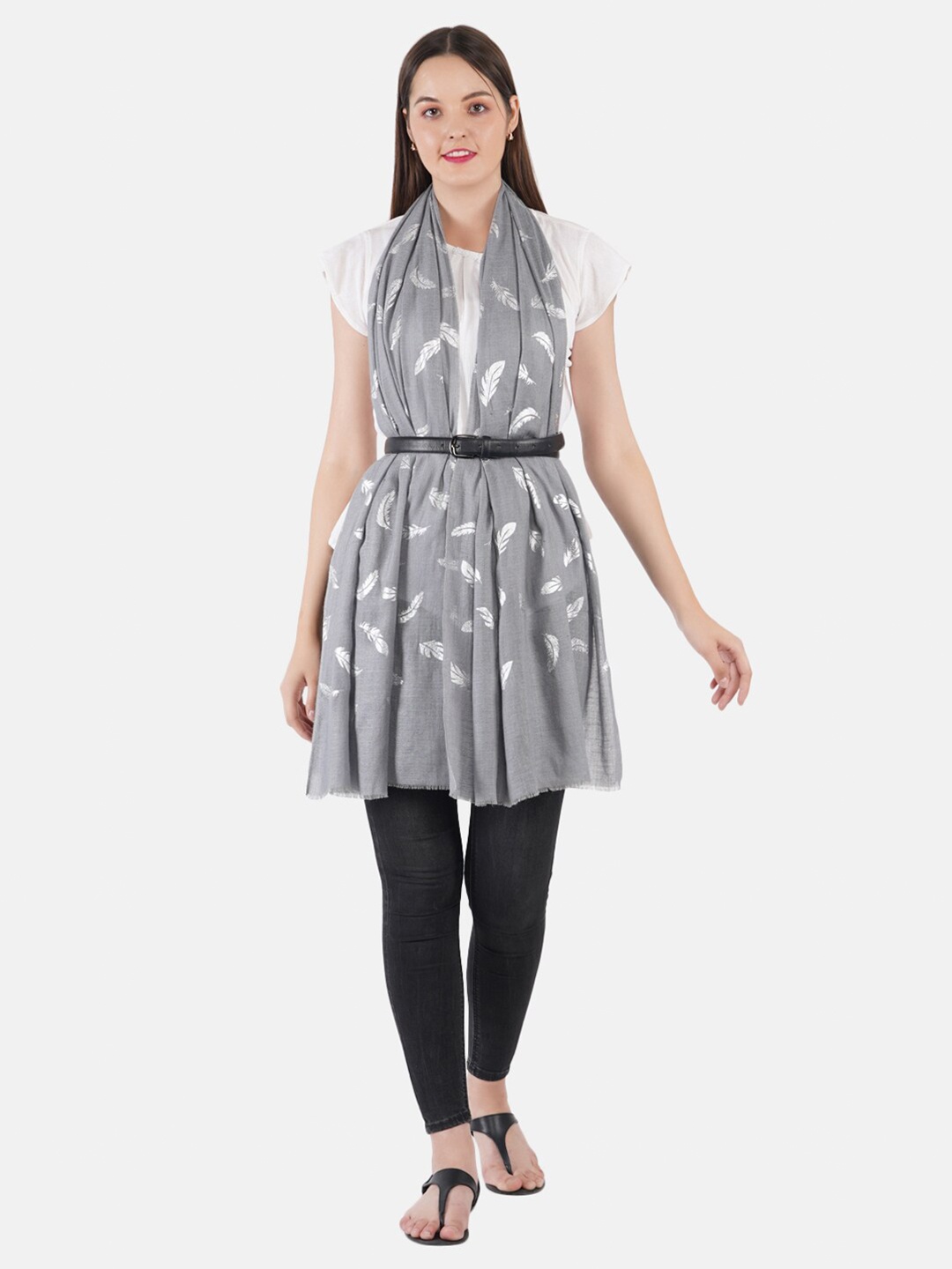 

MUFFLY Women Printed Stole, Grey
