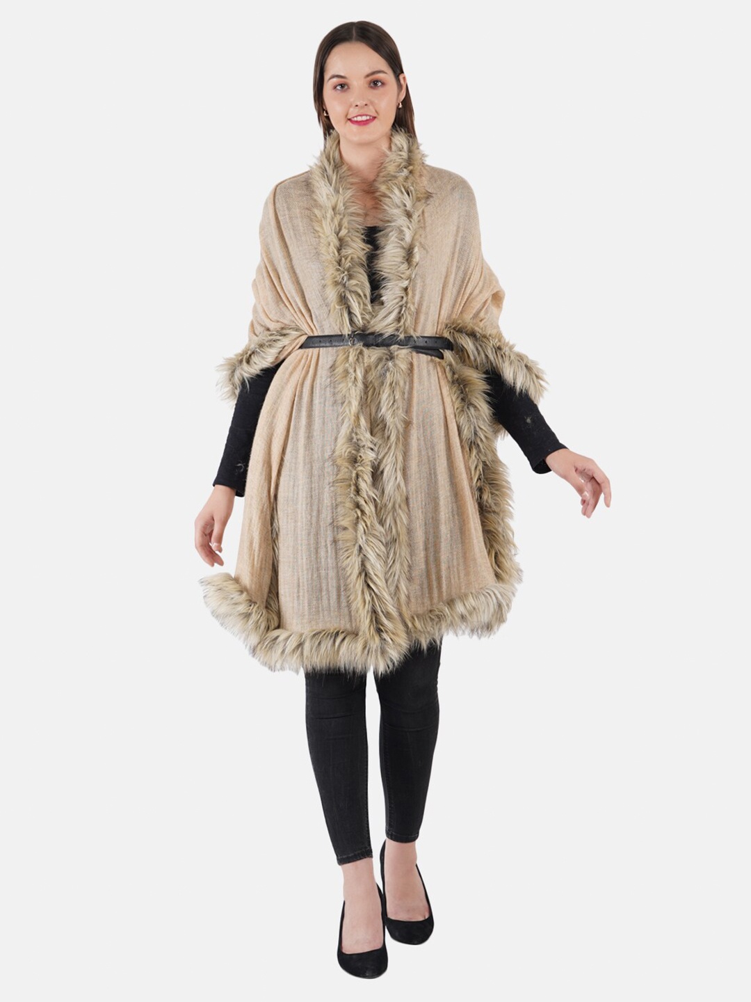 

MUFFLY Women Solid Wool Stole, Beige