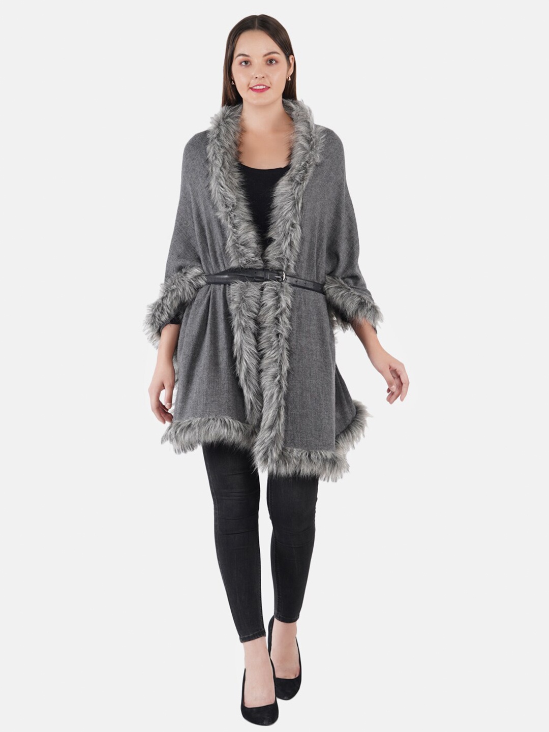 

MUFFLY Women Solid Wool Stole, Grey