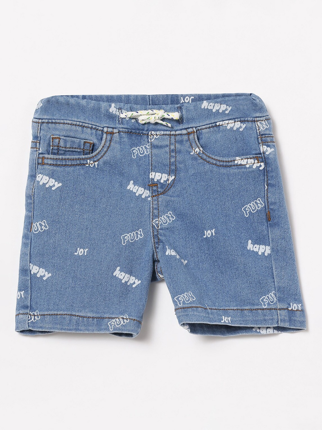 

Juniors by Lifestyle Boys Blue Conversational Printed Denim Shorts