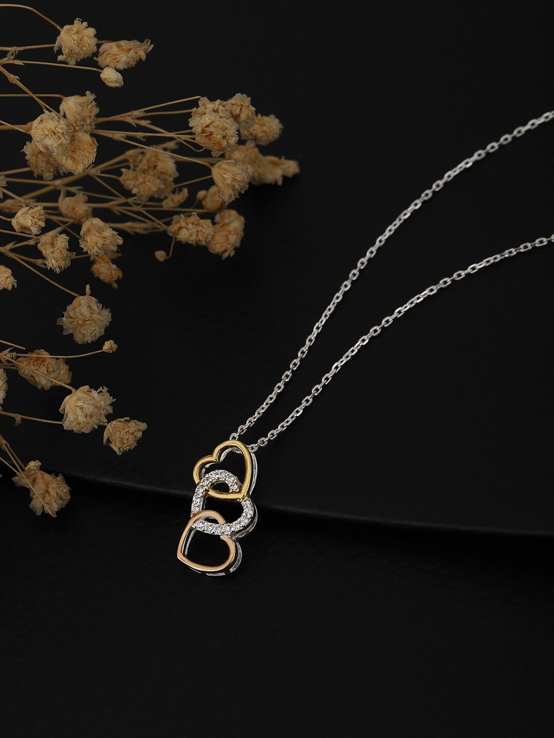 

VANBELLE Silver Plated & Gold Plated Sterling Silver Rhodium-Plated Handcrafted Necklace