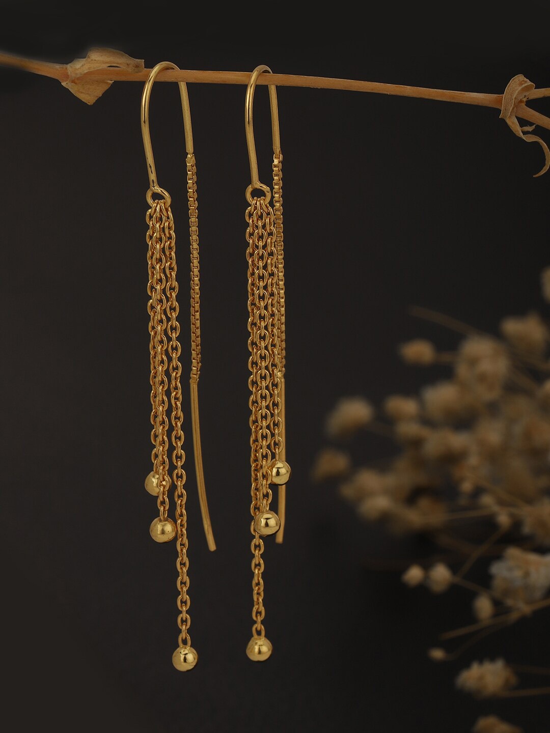 

VANBELLE Gold-Toned Contemporary Drop Earrings