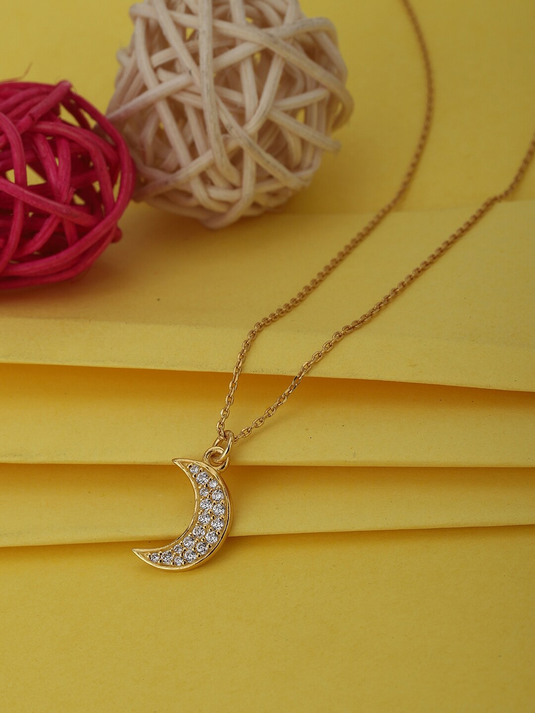 

VANBELLE Women Gold-Toned & White Sterling Silver Gold-Plated Necklace