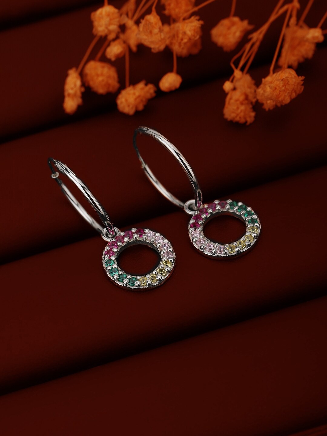 

VANBELLE Silver-Toned Circular Hoop Earrings