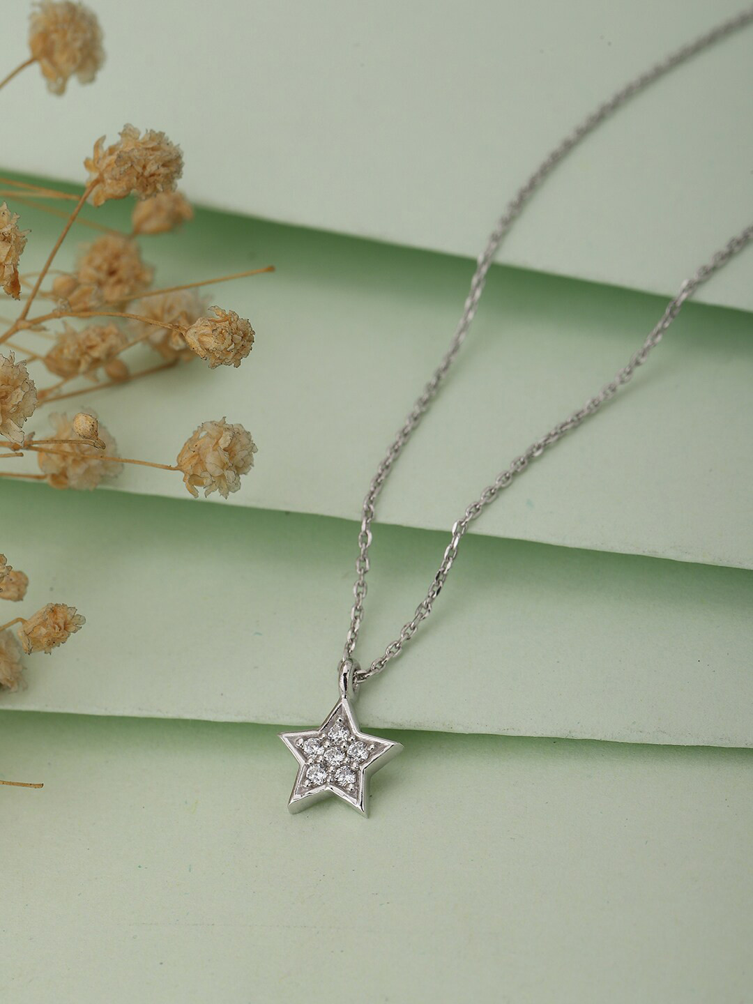 

VANBELLE Women Silver-Plated Sterling Silver Rhodium-Plated Necklace