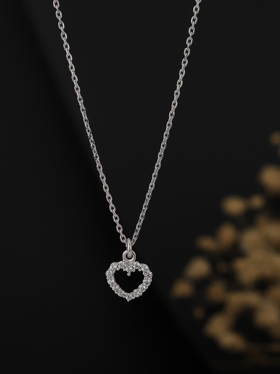 

VANBELLE Silver Plated & White Sterling Silver Rhodium Plated Handcrafted Necklace