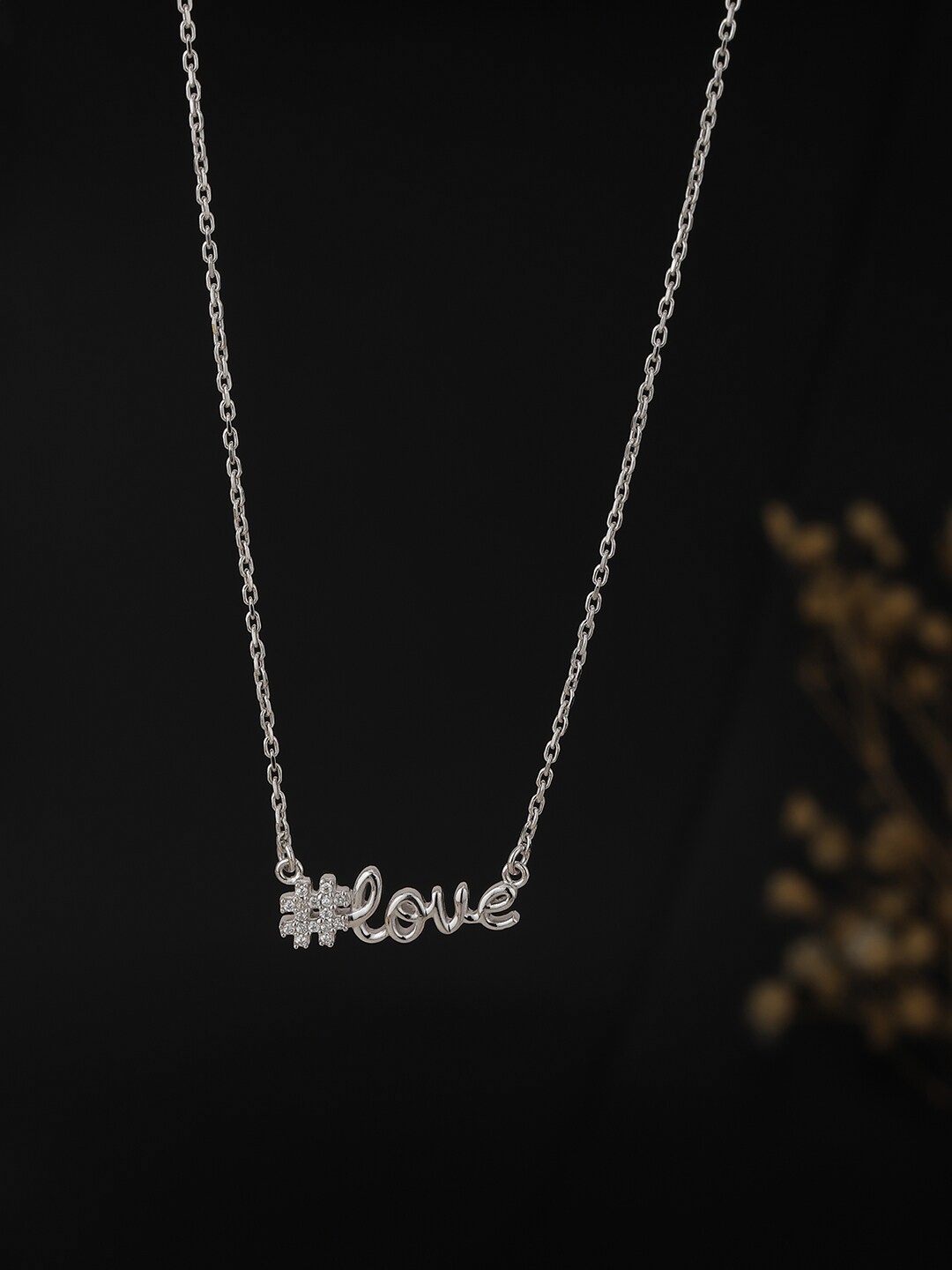 

VANBELLE Silver-Toned & White Sterling Silver Rhodium-Plated Necklace