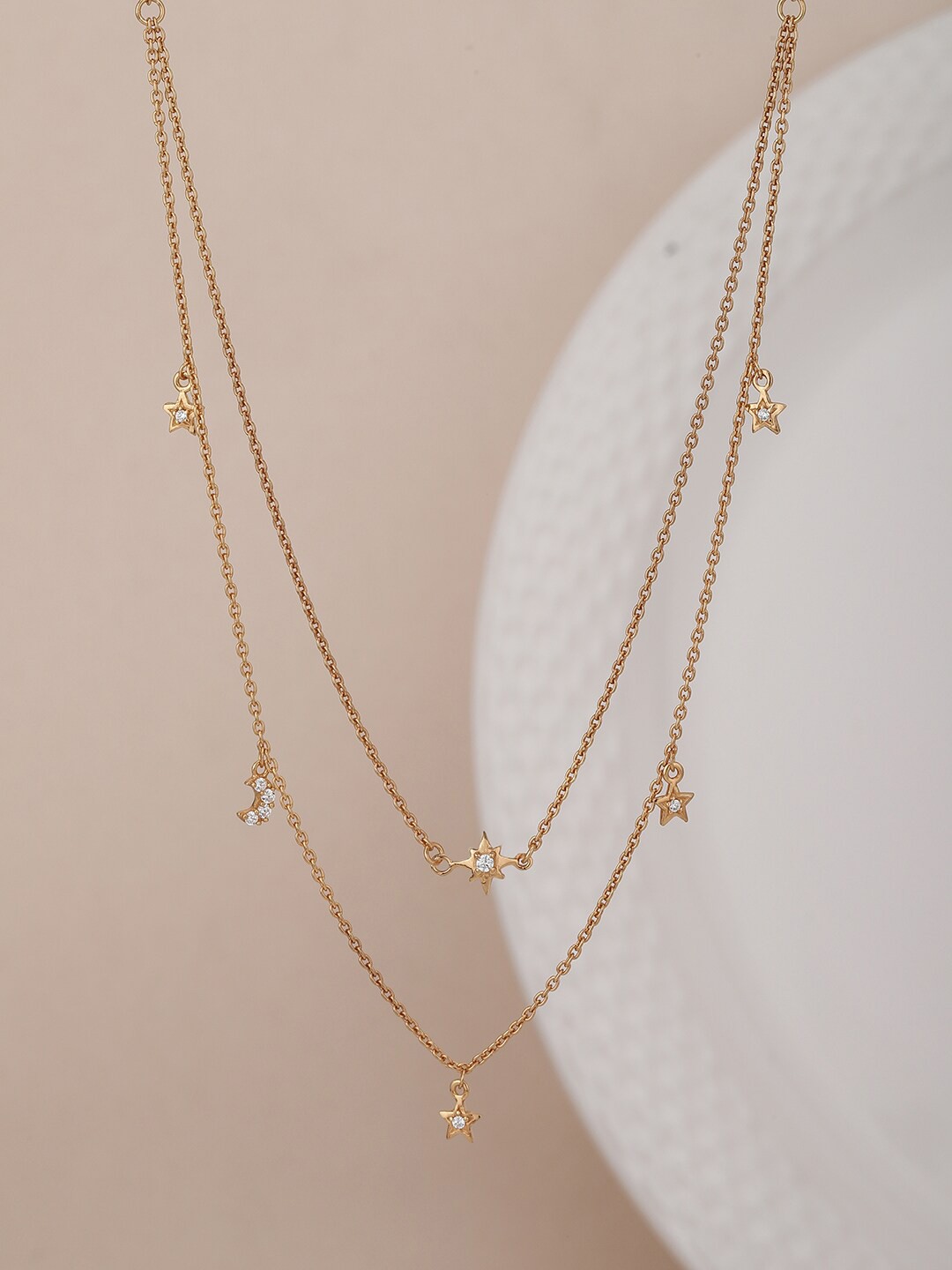 

VANBELLE Rose Gold Sterling Silver Rose Gold-Plated Layered Necklace
