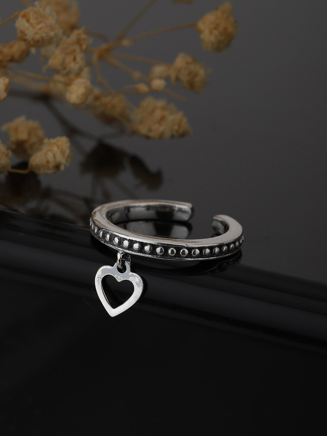 

VANBELLE Silver-Plated Heart Droplet Adjustable Toe Ring