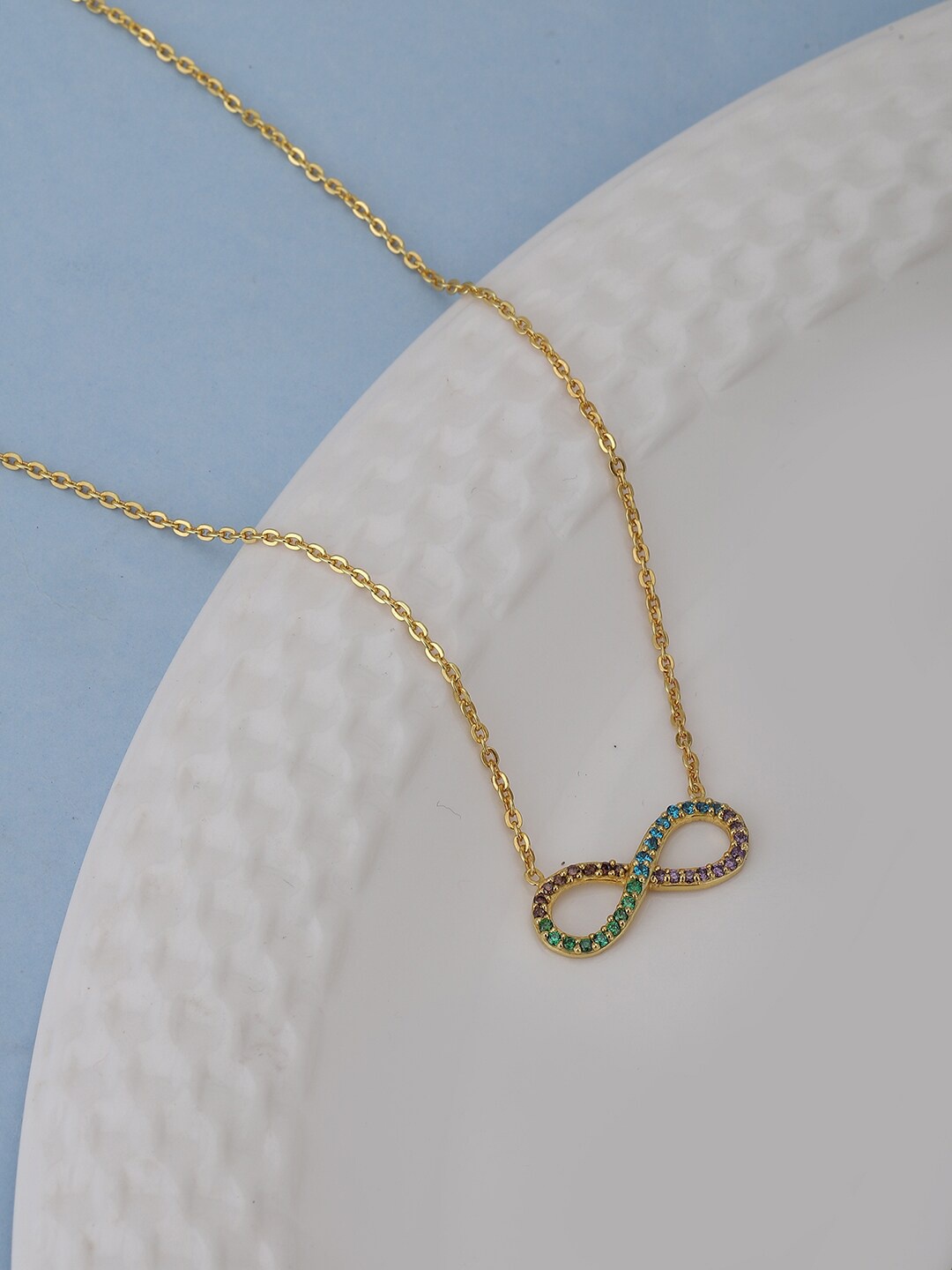 

VANBELLE Gold-Toned & Blue Sterling Silver Gold-Plated Chain
