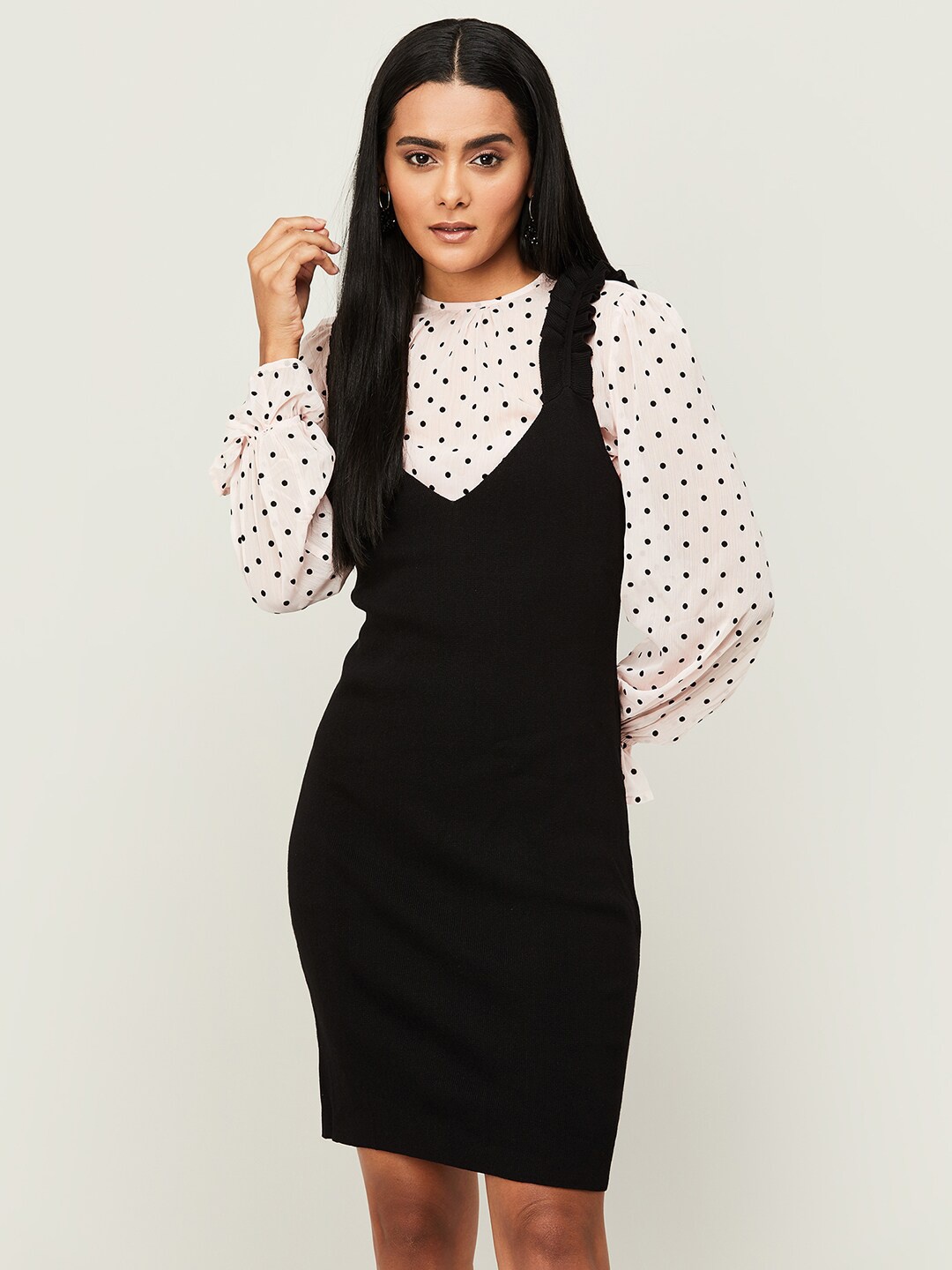 

Ginger by Lifestyle Black Pinafore Dress