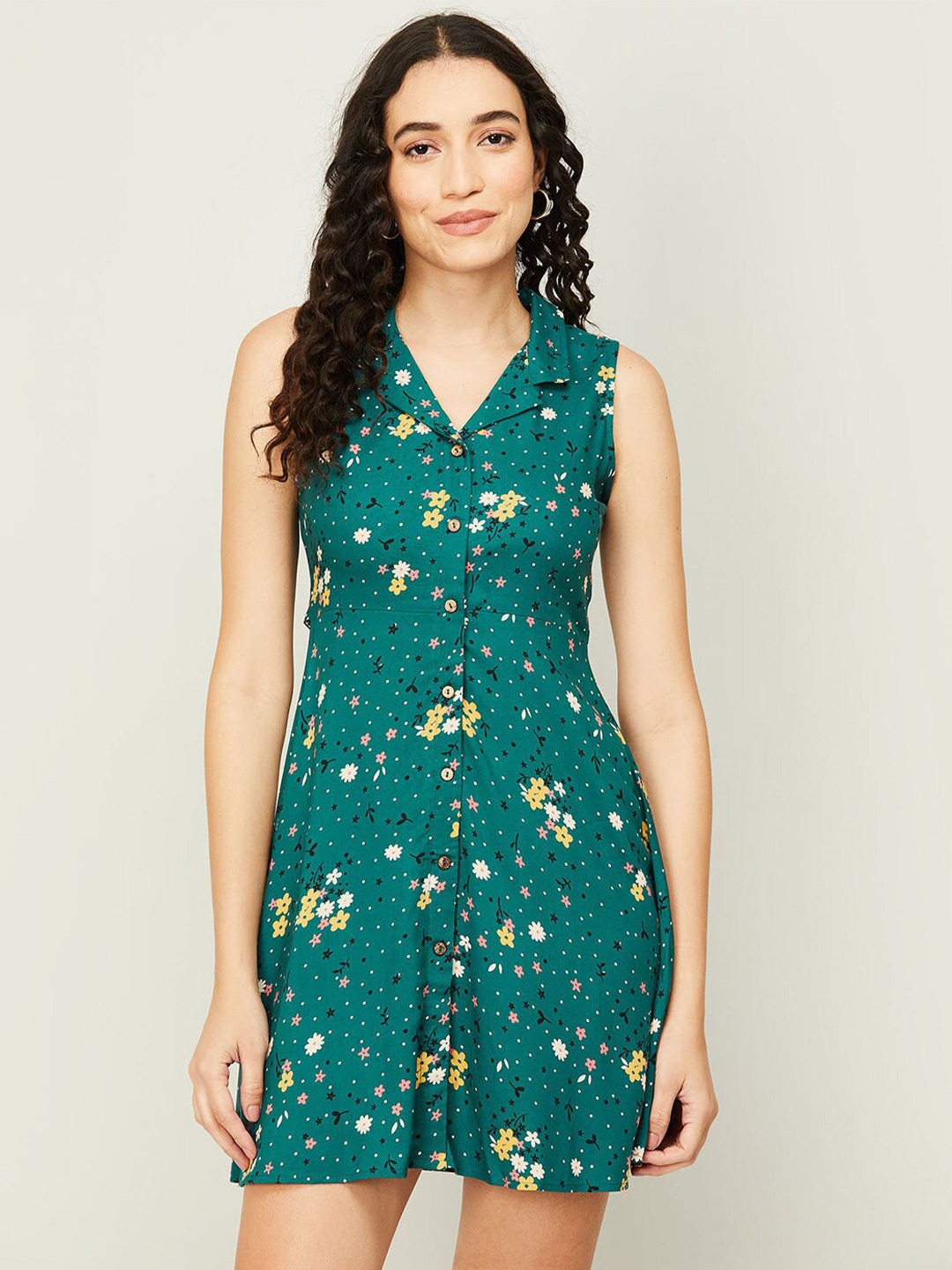 

Ginger by Lifestyle Green Floral Shirt Dress