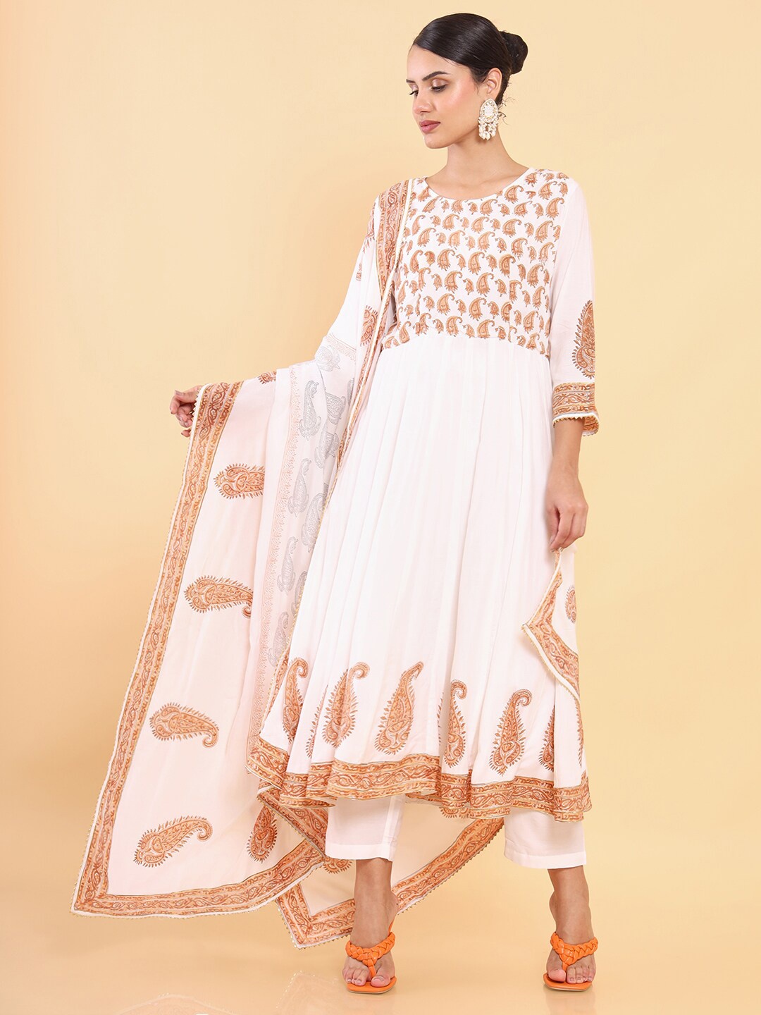 

Soch Women Off White Printed Kurta with Trousers & With Dupatta