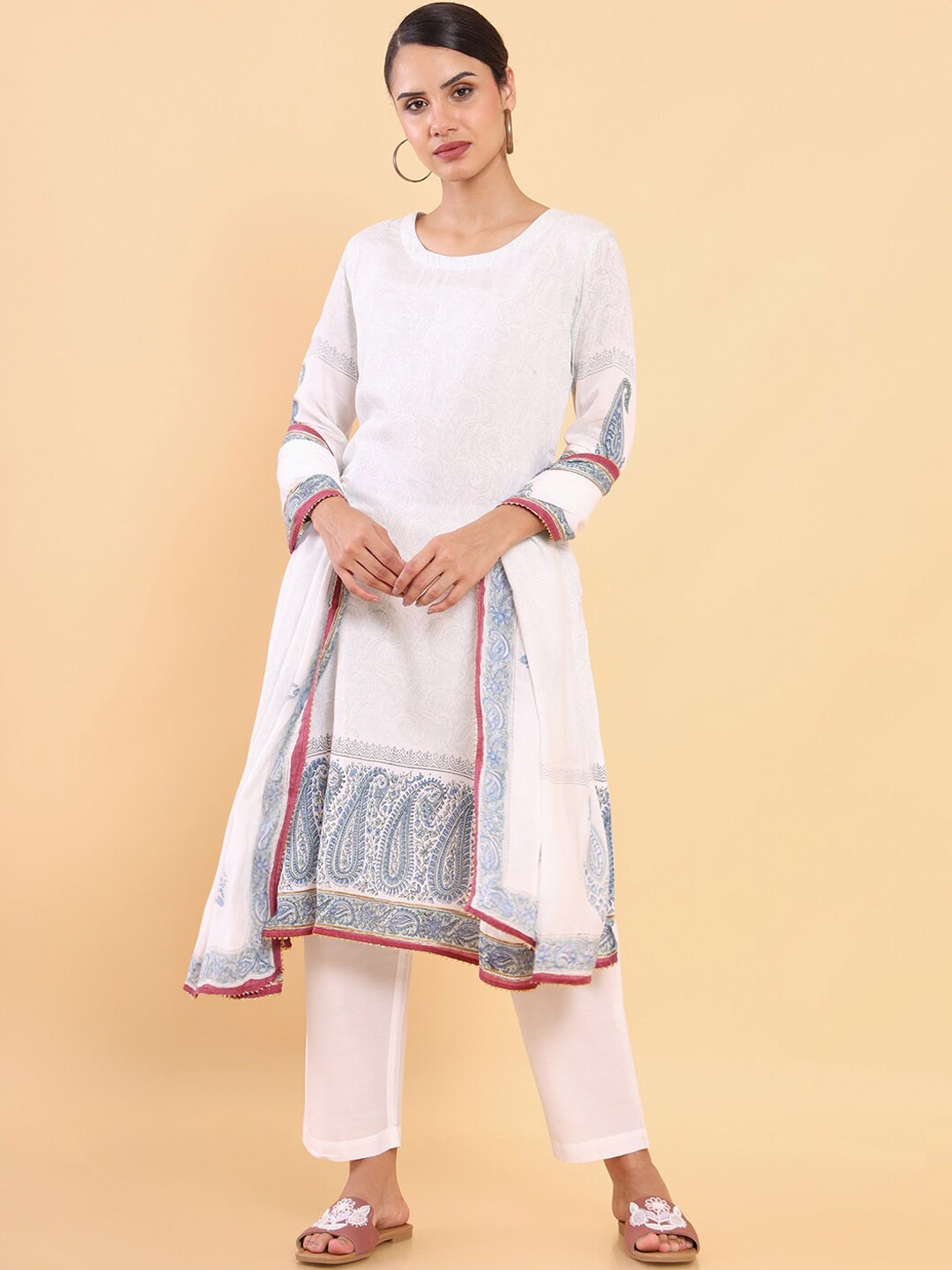 

Soch Women Off White Yoke Design Kurta with Trousers & With Dupatta