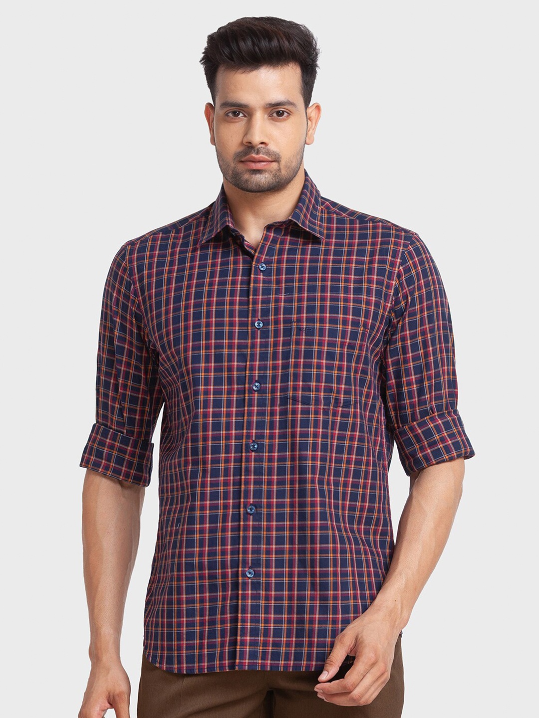 

ColorPlus Men Yellow Tailored Fit Checked Casual Shirt