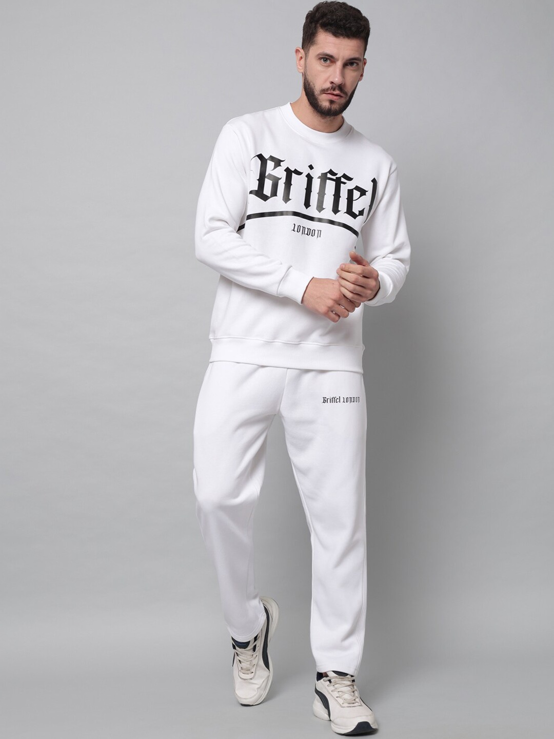 

GRIFFEL Men White Self-Design Tracksuits