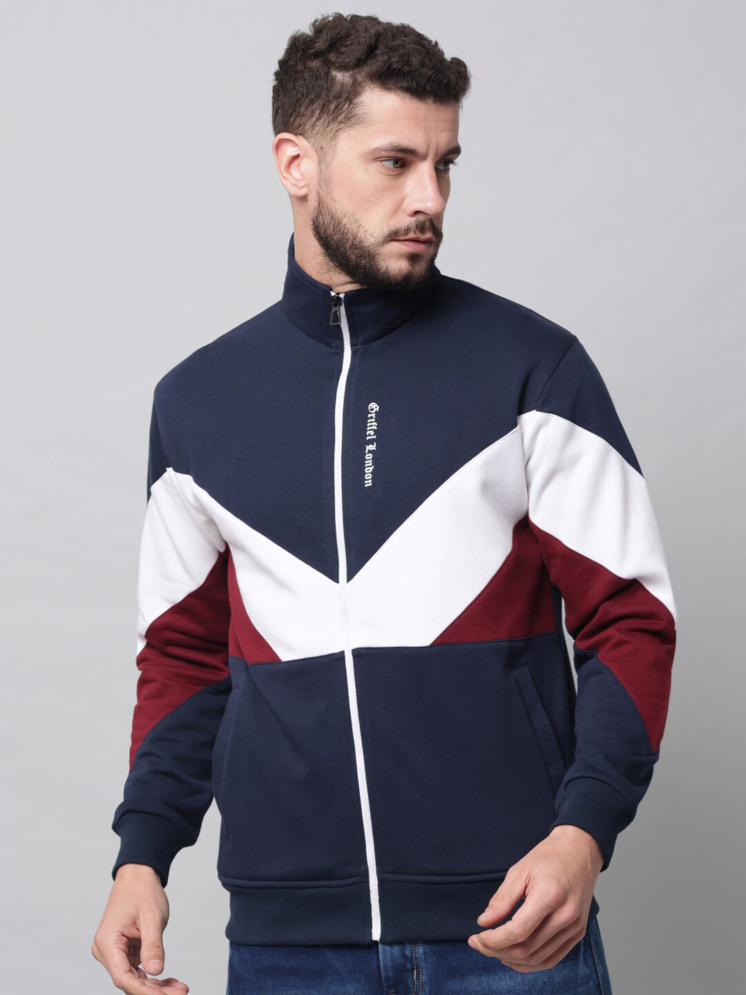 

GRIFFEL Men Blue Colourblocked Sweatshirt