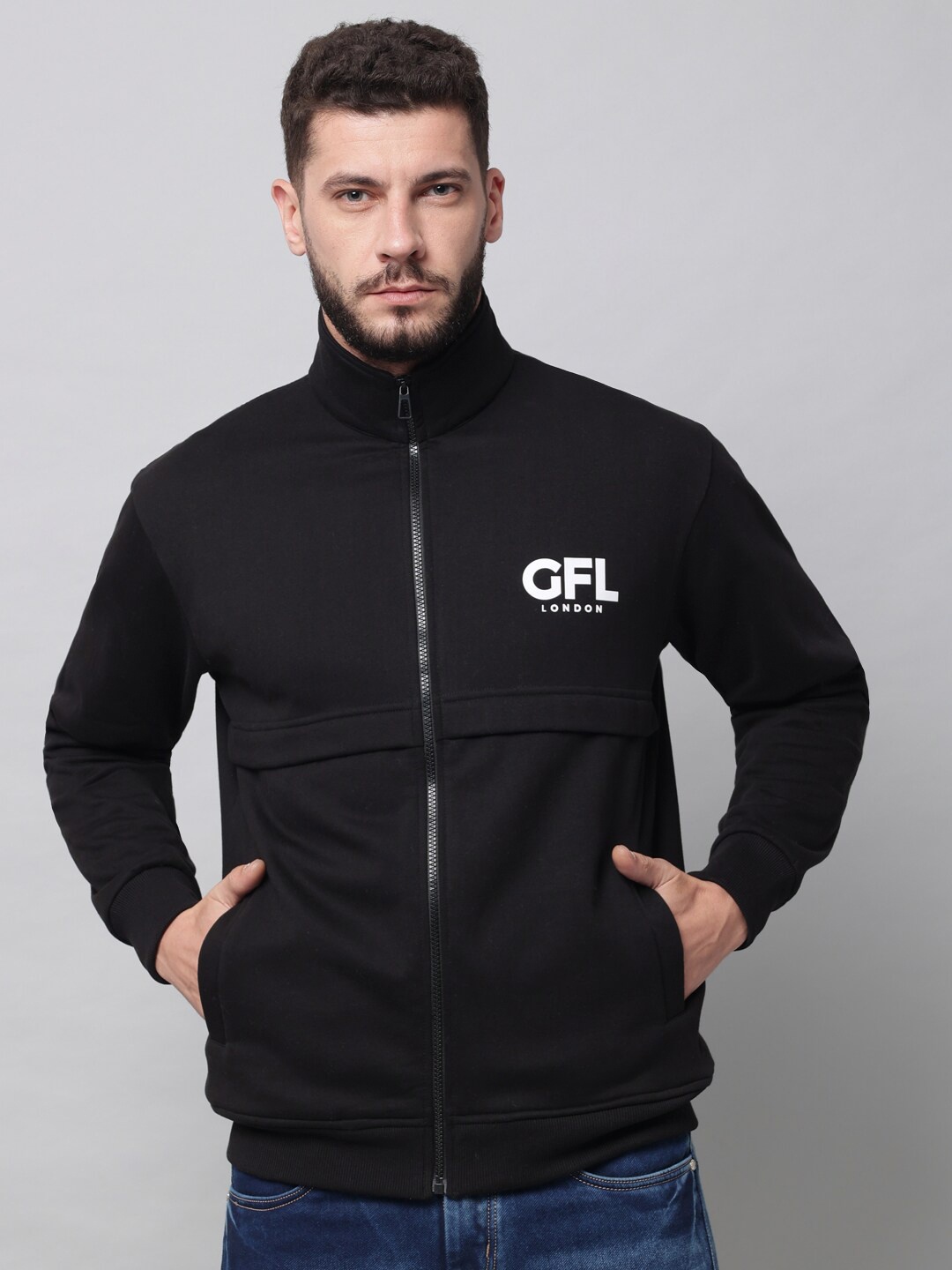 

GRIFFEL Men Black Sweatshirt