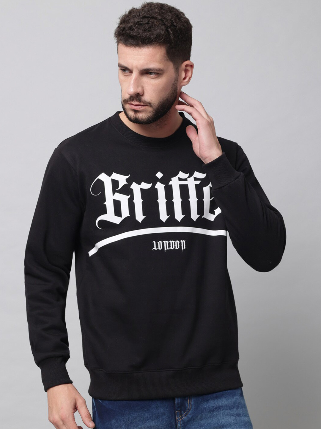 

GRIFFEL Men Black Printed Sweatshirt