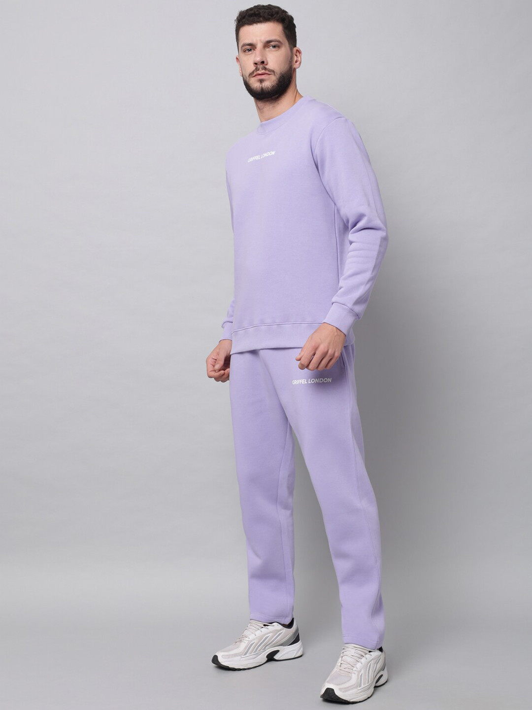 

GRIFFEL Men Purple Solid Cotton Tracksuit