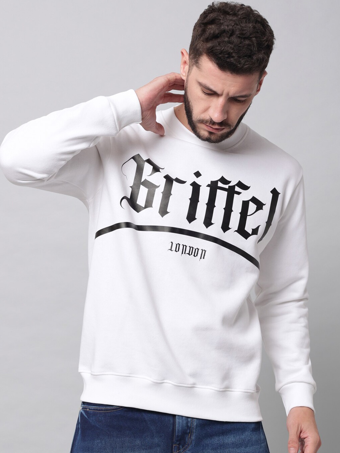 

GRIFFEL Men White Printed Sweatshirt