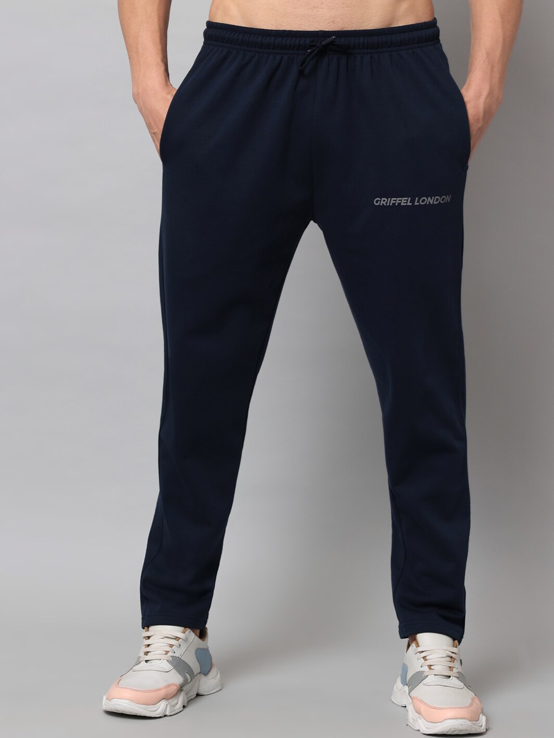 

GRIFFEL Men Navy Blue Solid Cotton Track Pants