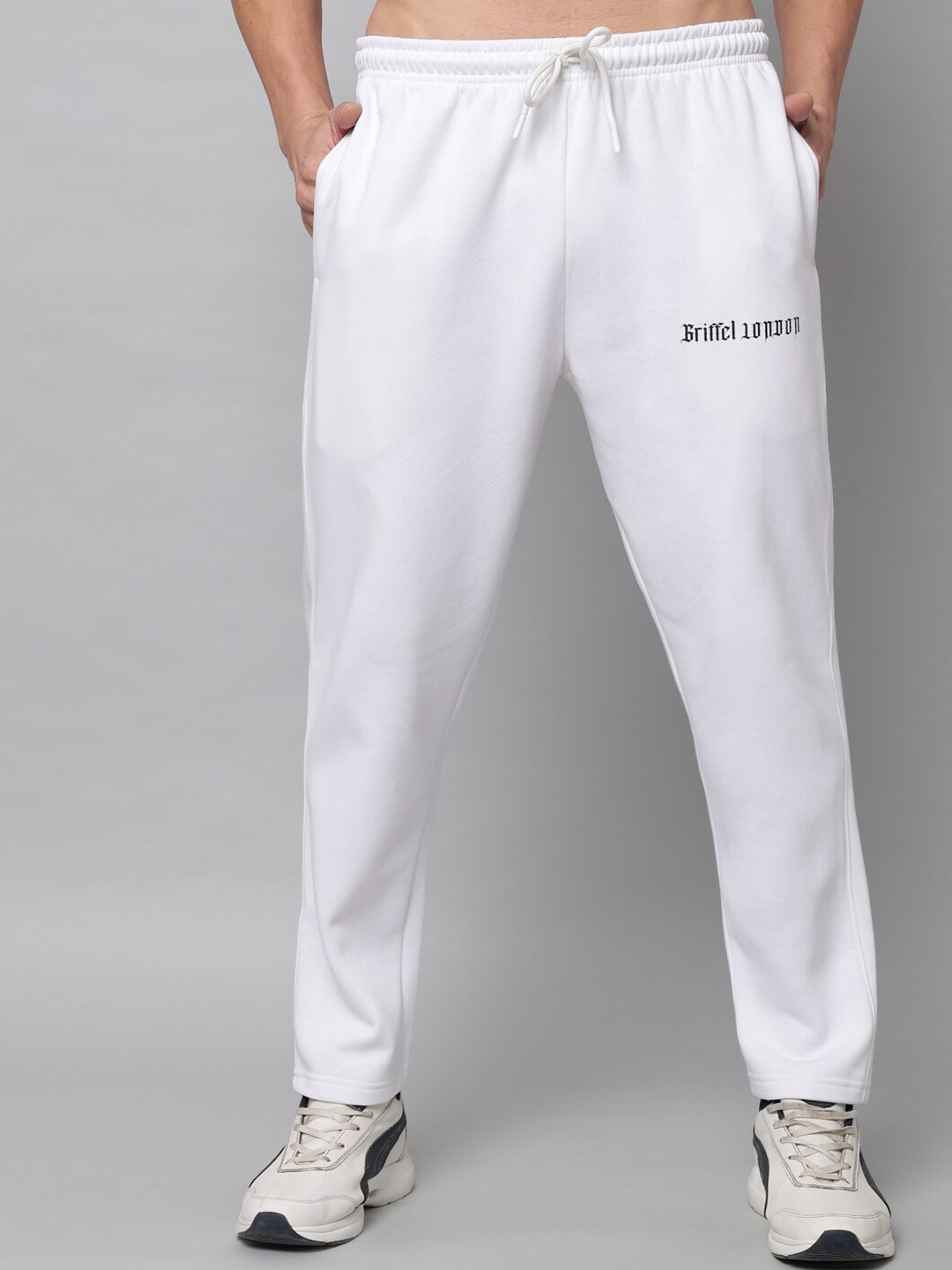 

GRIFFEL Men White Solid Cotton Track Pants