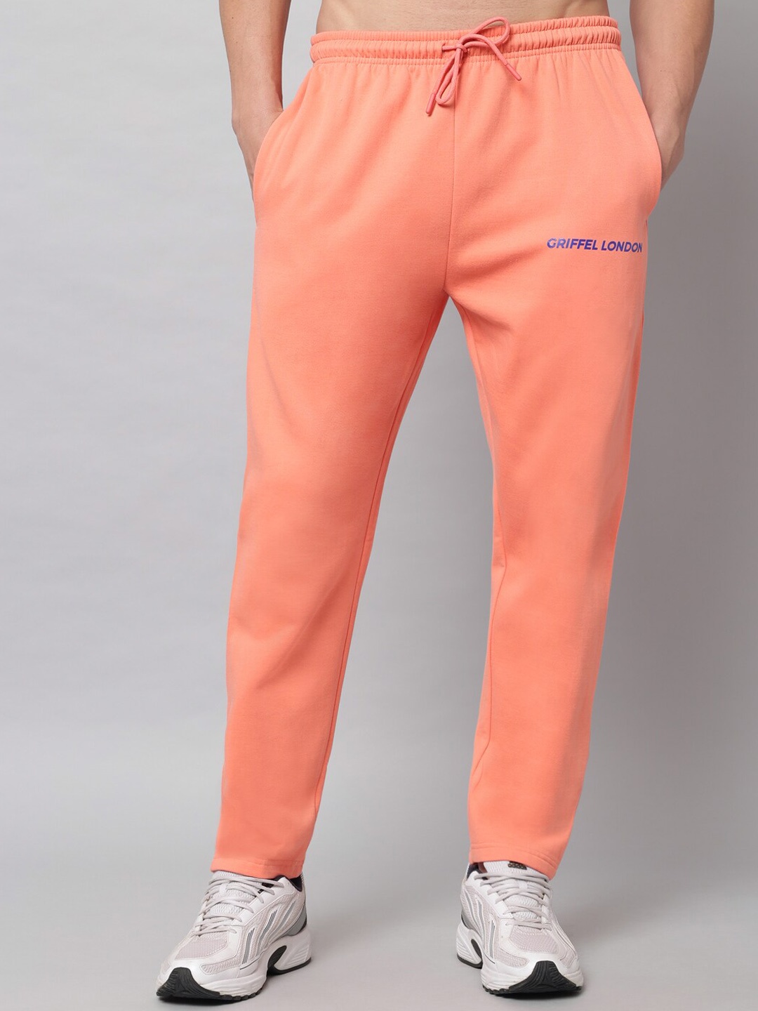 

GRIFFEL Men Peach-Colored Solid Cotton Track Pant