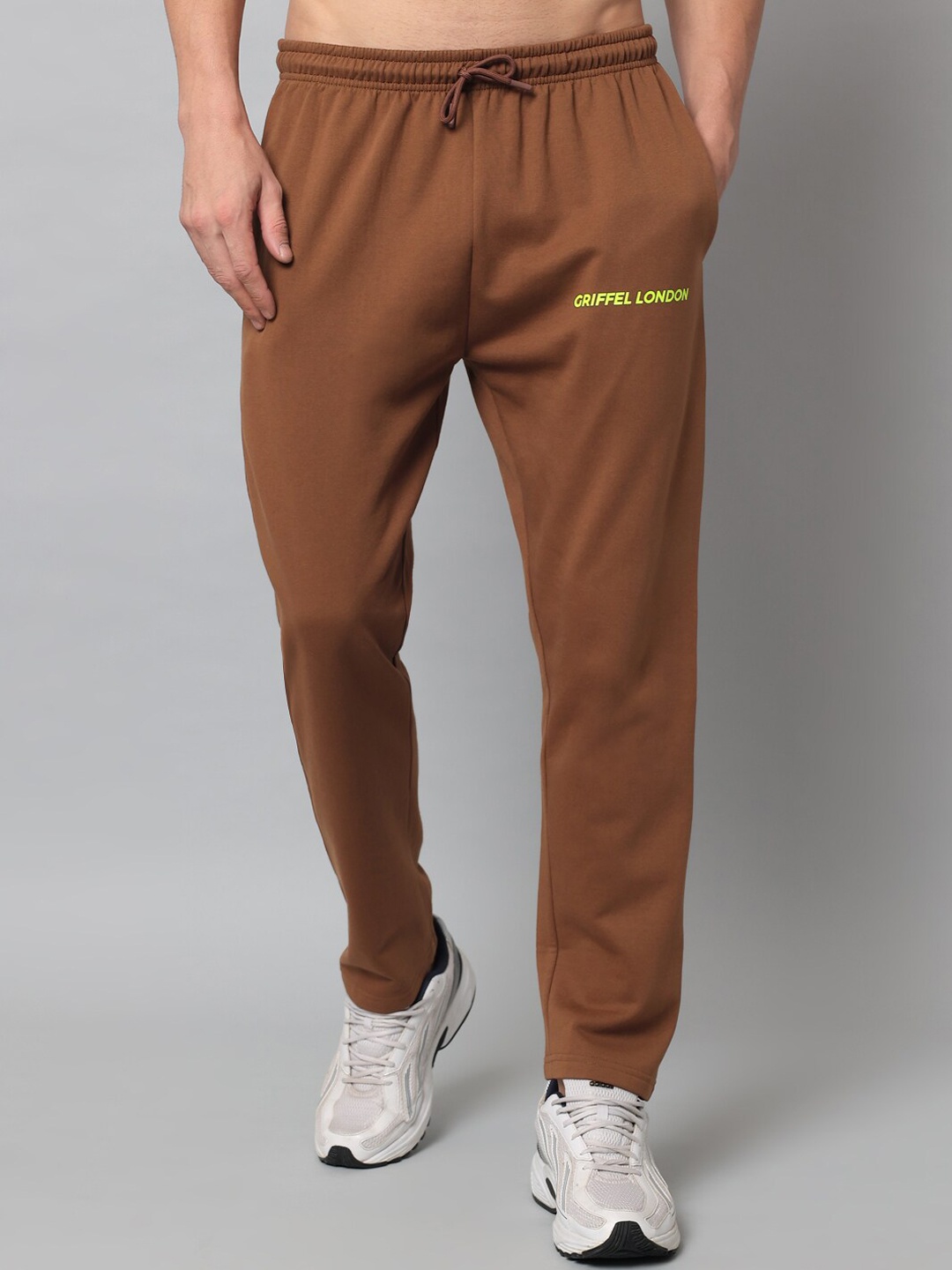 

GRIFFEL Men Brown Solid Cotton Track Pant