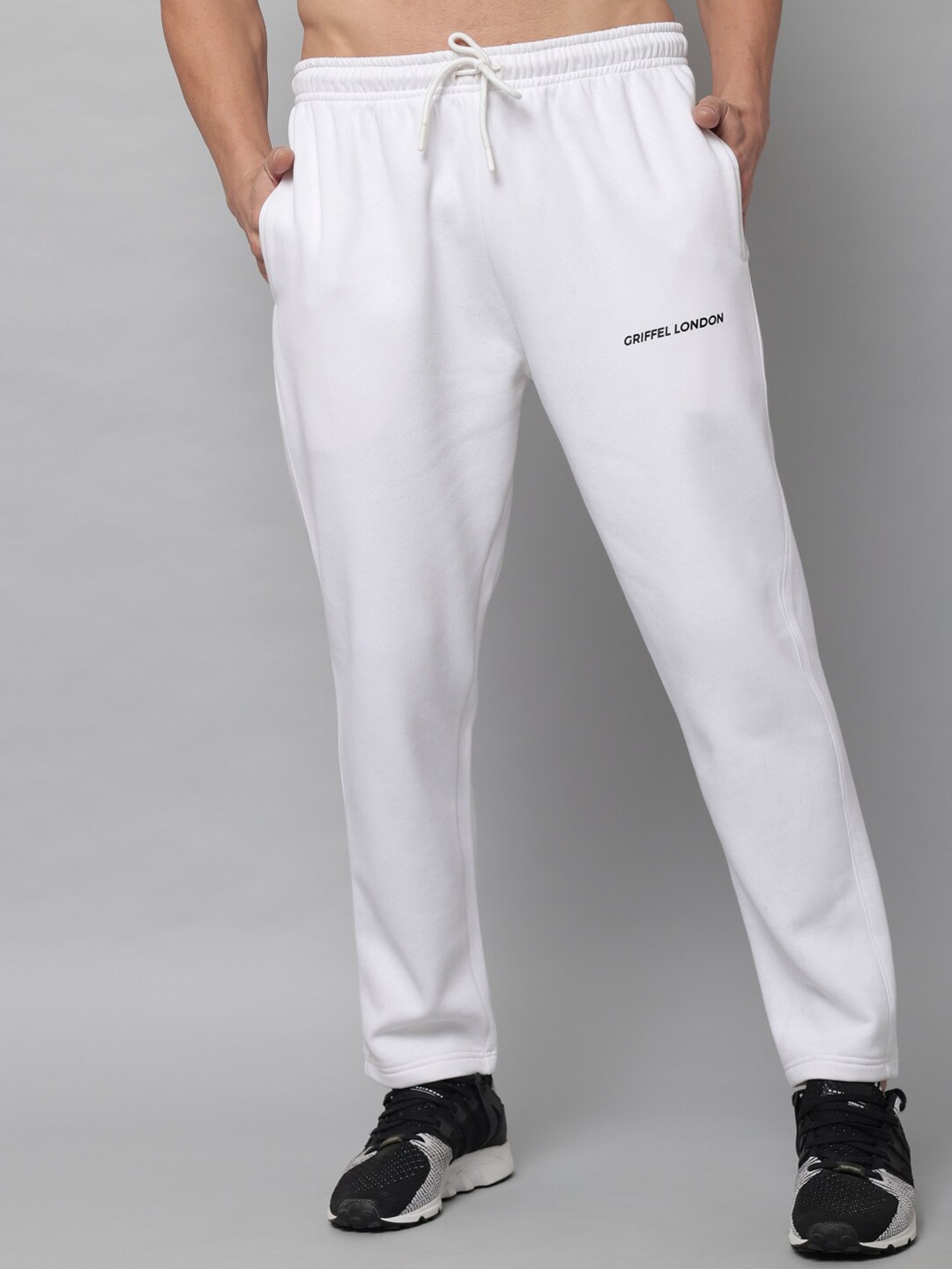 

GRIFFEL Men White Solid CottonTrack Pants