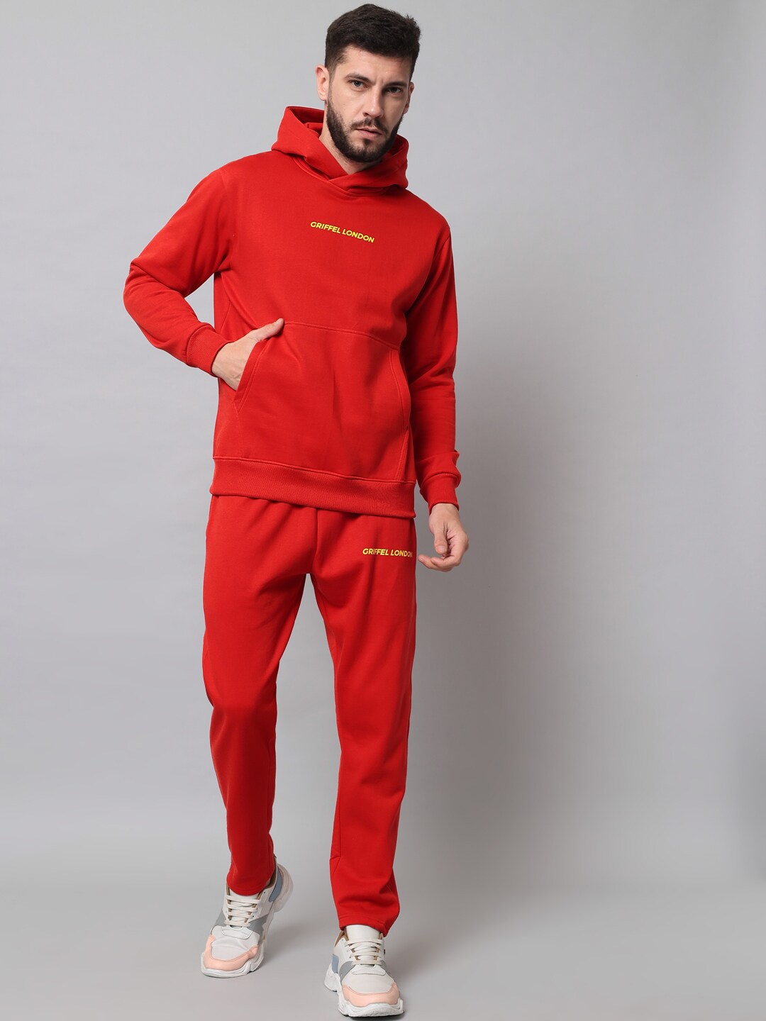 

GRIFFEL Men Red Solid Tracksuit