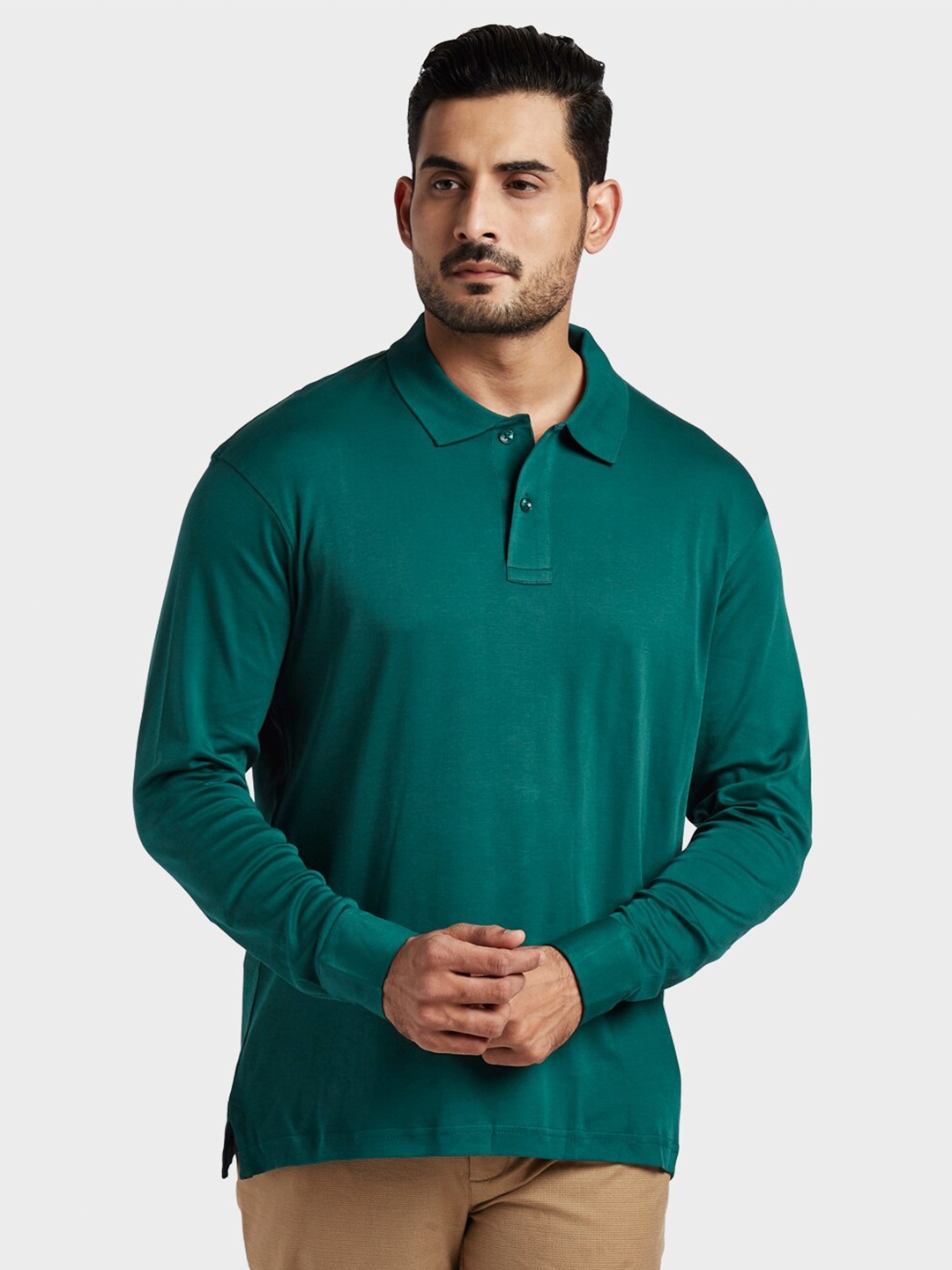 

ColorPlus Men Green Polo Collar Applique T-shirt