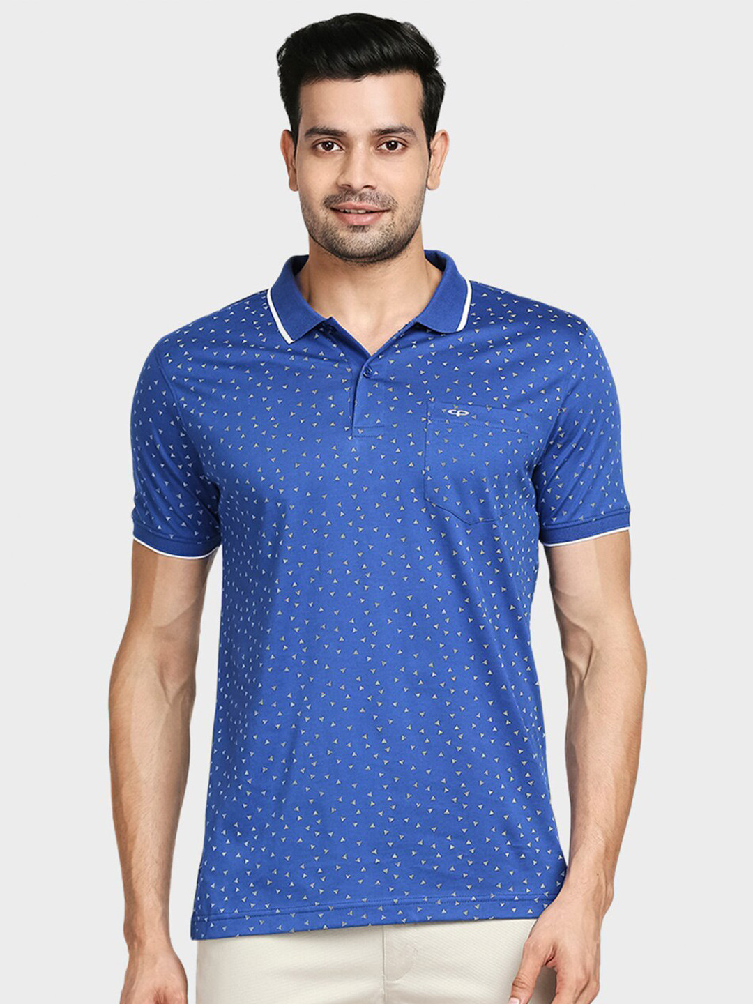 

ColorPlus Men Blue Printed Polo Collar T-shirt
