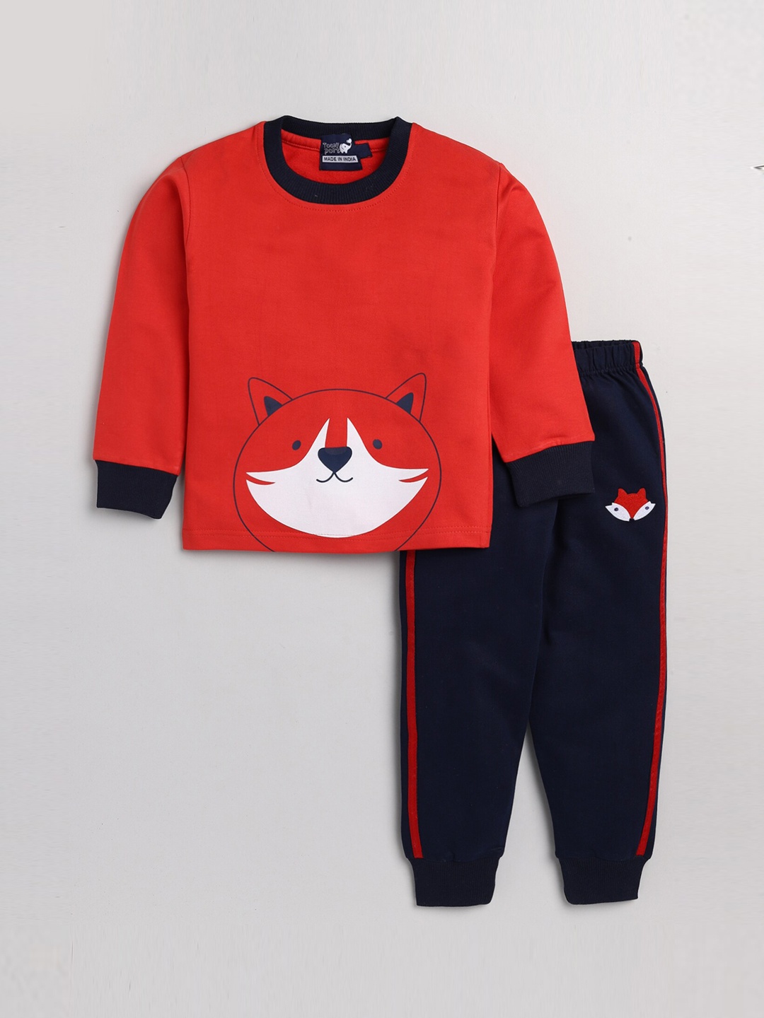 

Toonyport Boys Red & Black Colourblocked & Printed Tracksuits
