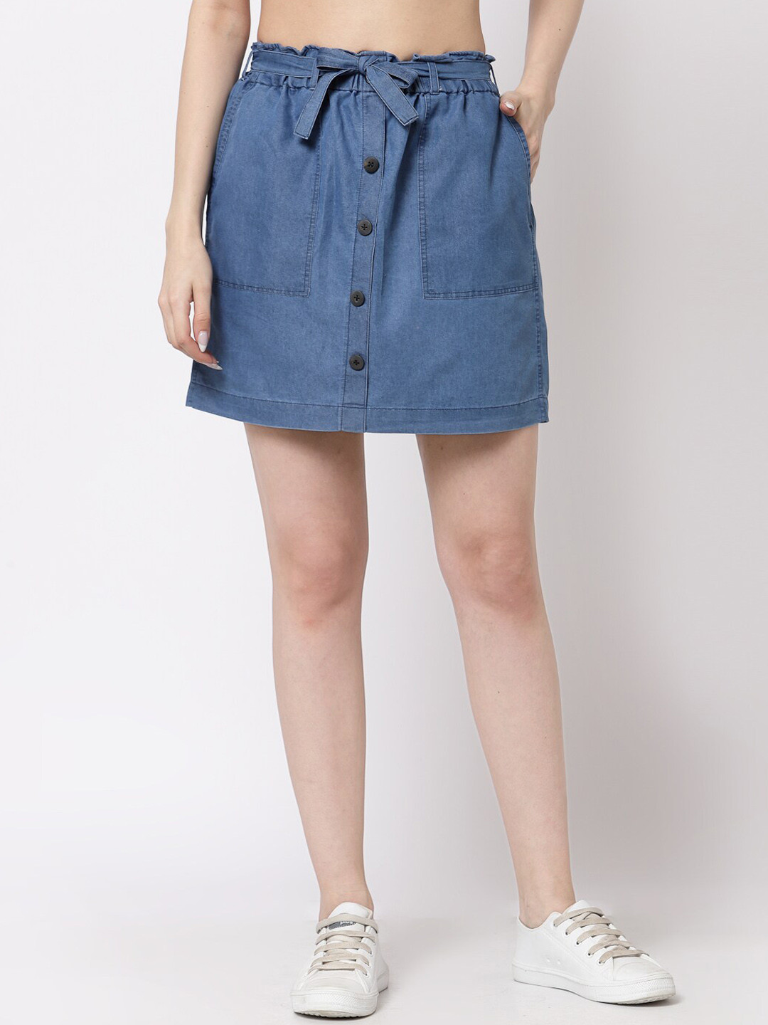 

KLOTTHE Women Blue Solid Cotton Skirt