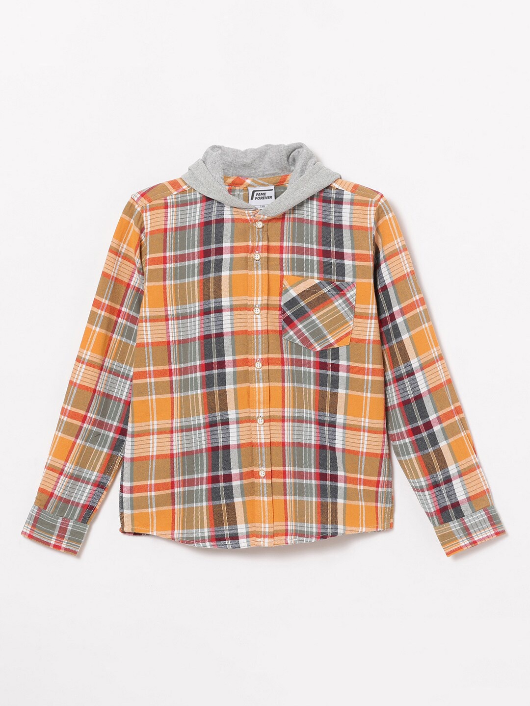 

Fame Forever by Lifestyle Boys Orange Tartan Checks Checked Casual Shirt