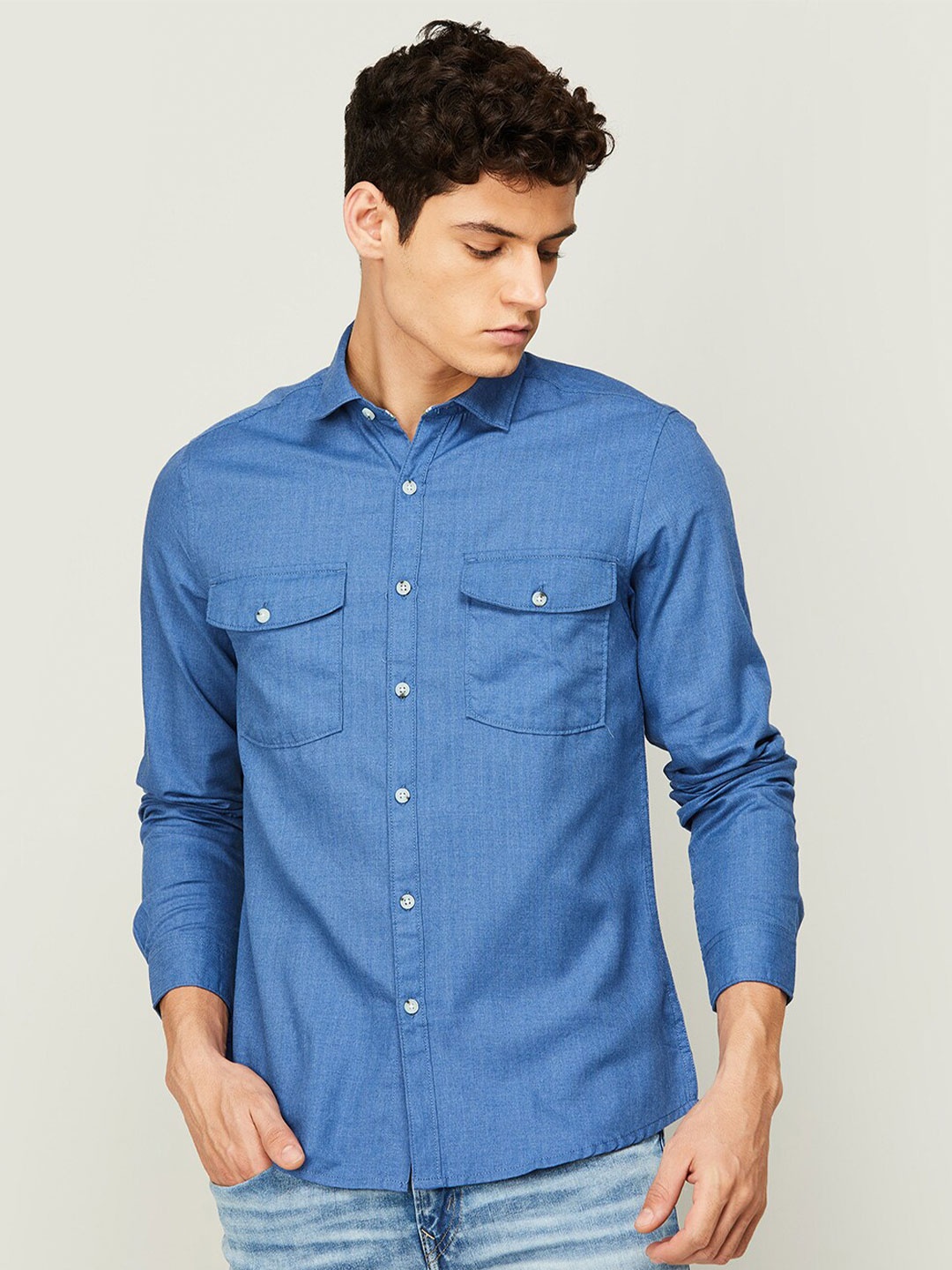 

Bossini Men Blue Casual Shirt