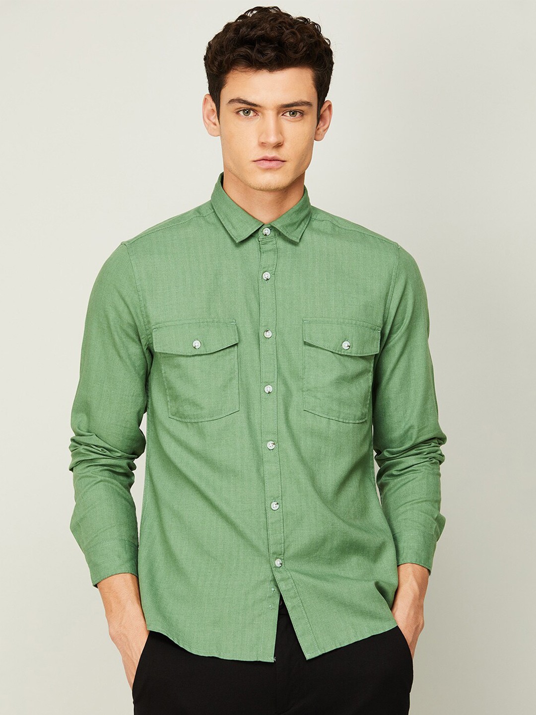 

Bossini Men Green Casual Shirt