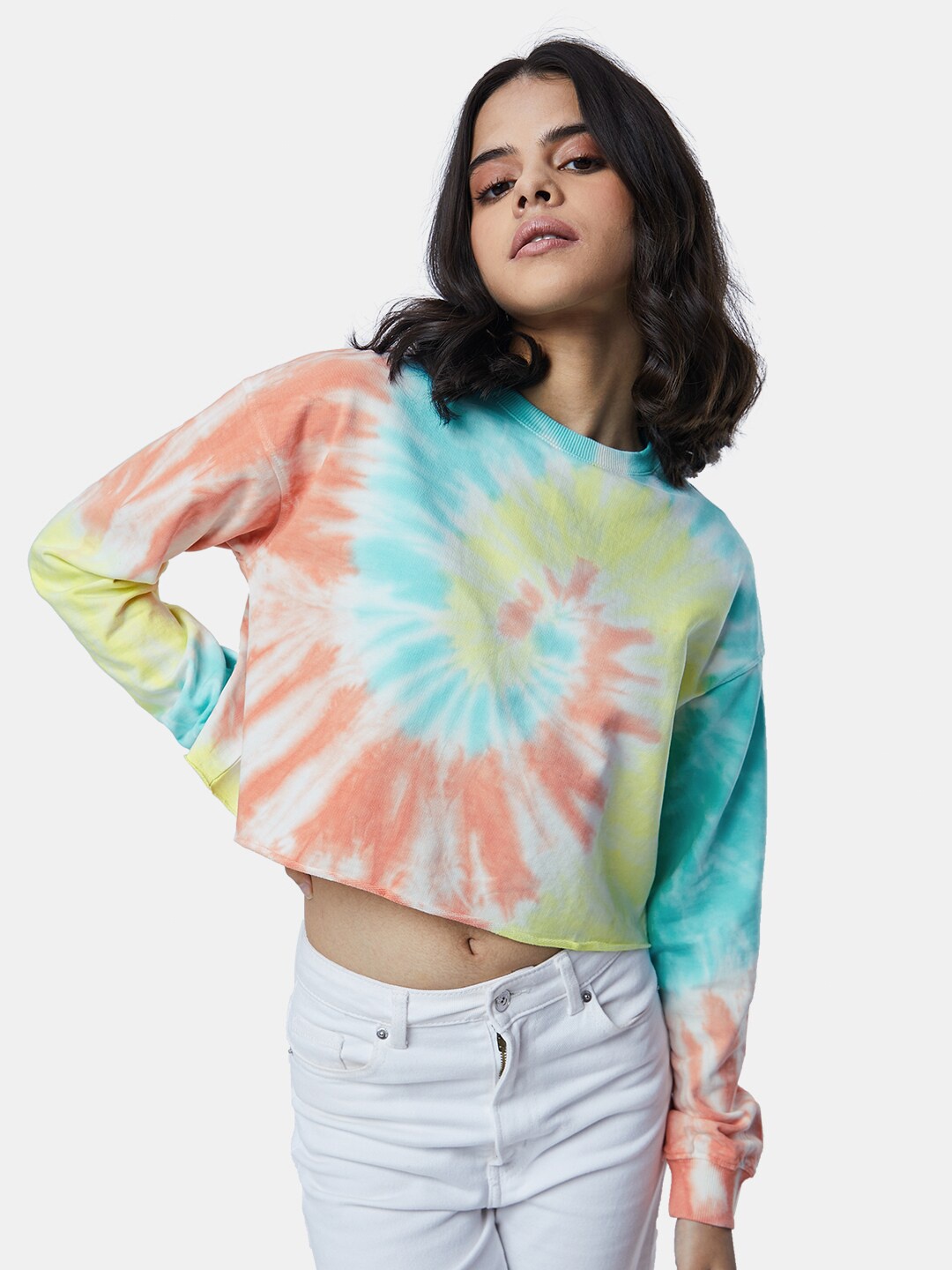 

The Souled Store Women Tie & Dye Candy Swirls Oversized Sweatshirt, Multi
