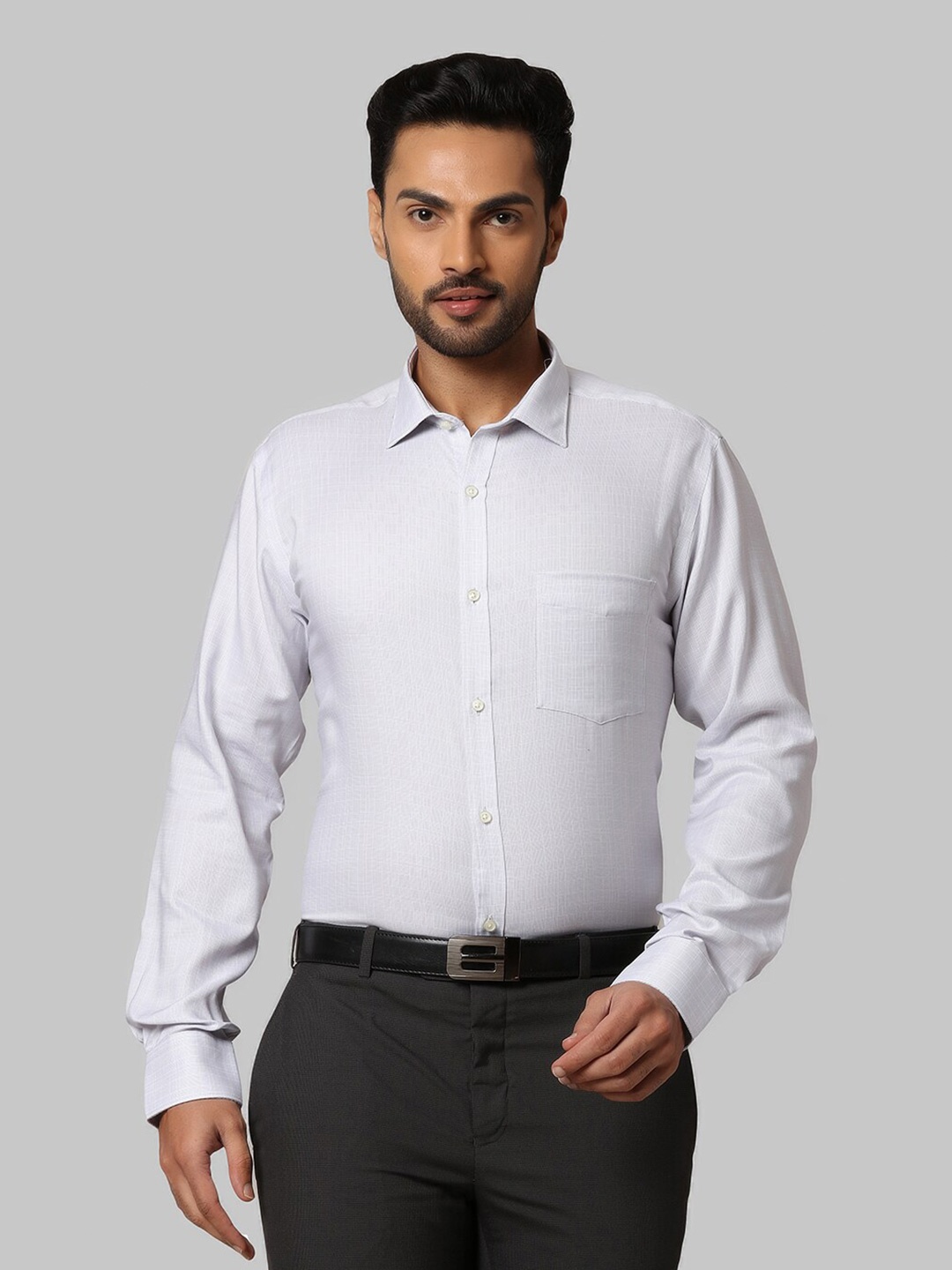 

Park Avenue Men Grey Slim Fit Striped Formal Shirt